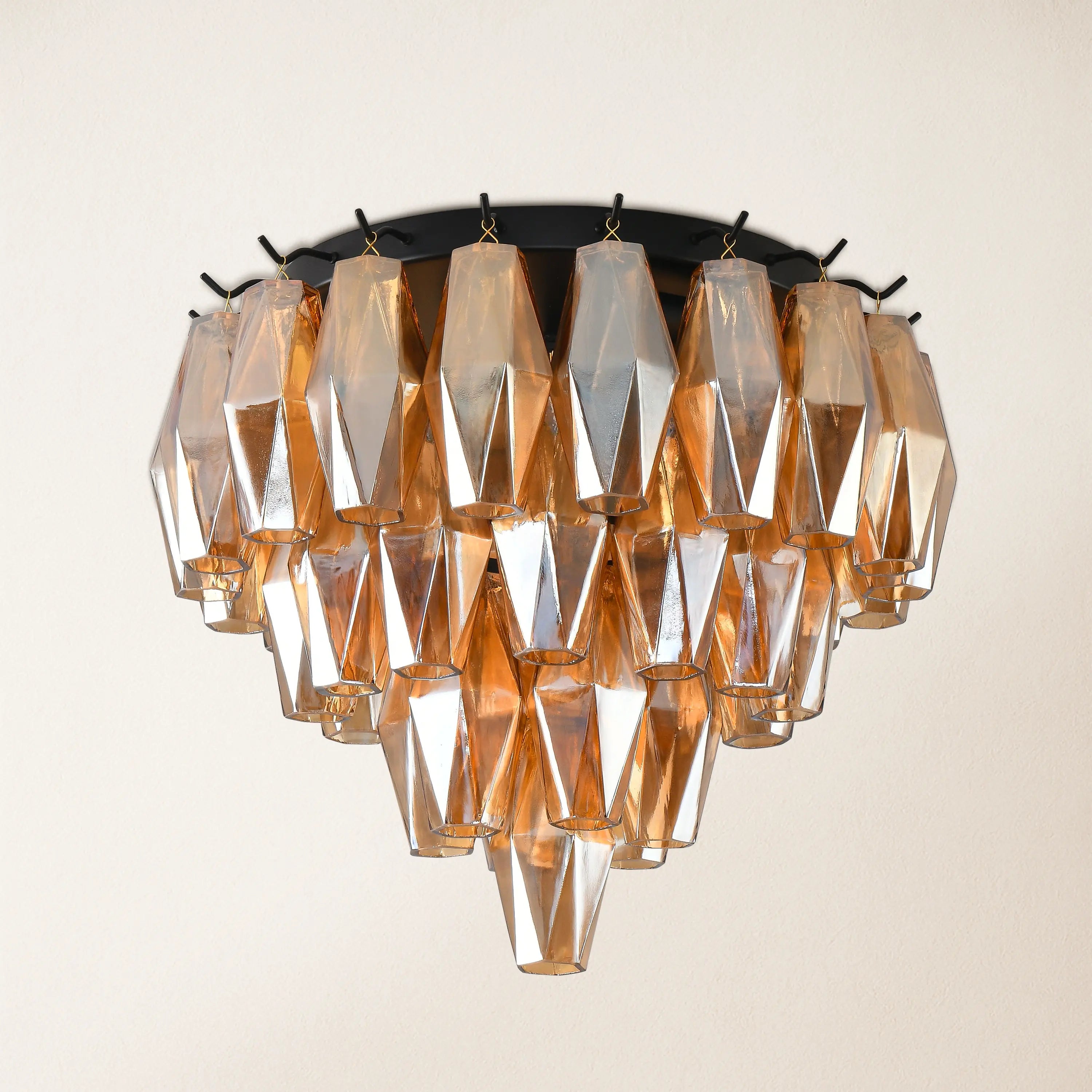 Celestial Drop Round Glass Flush Mount 12.6"D