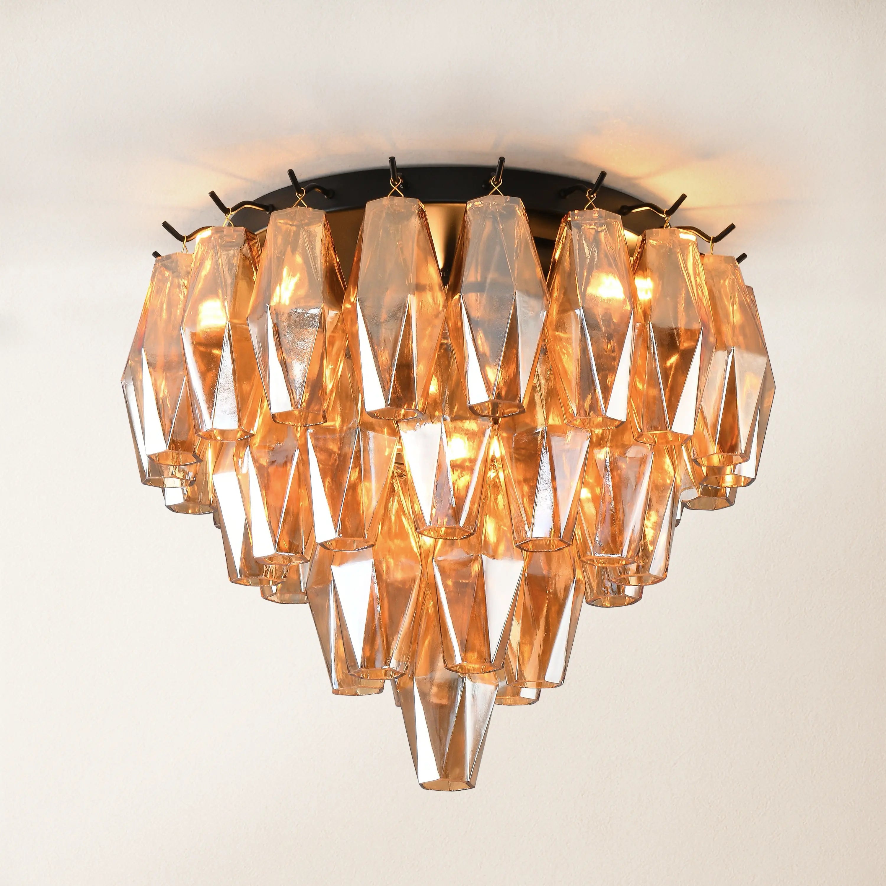 Celestial Drop Round Glass Flush Mount 12.6"D