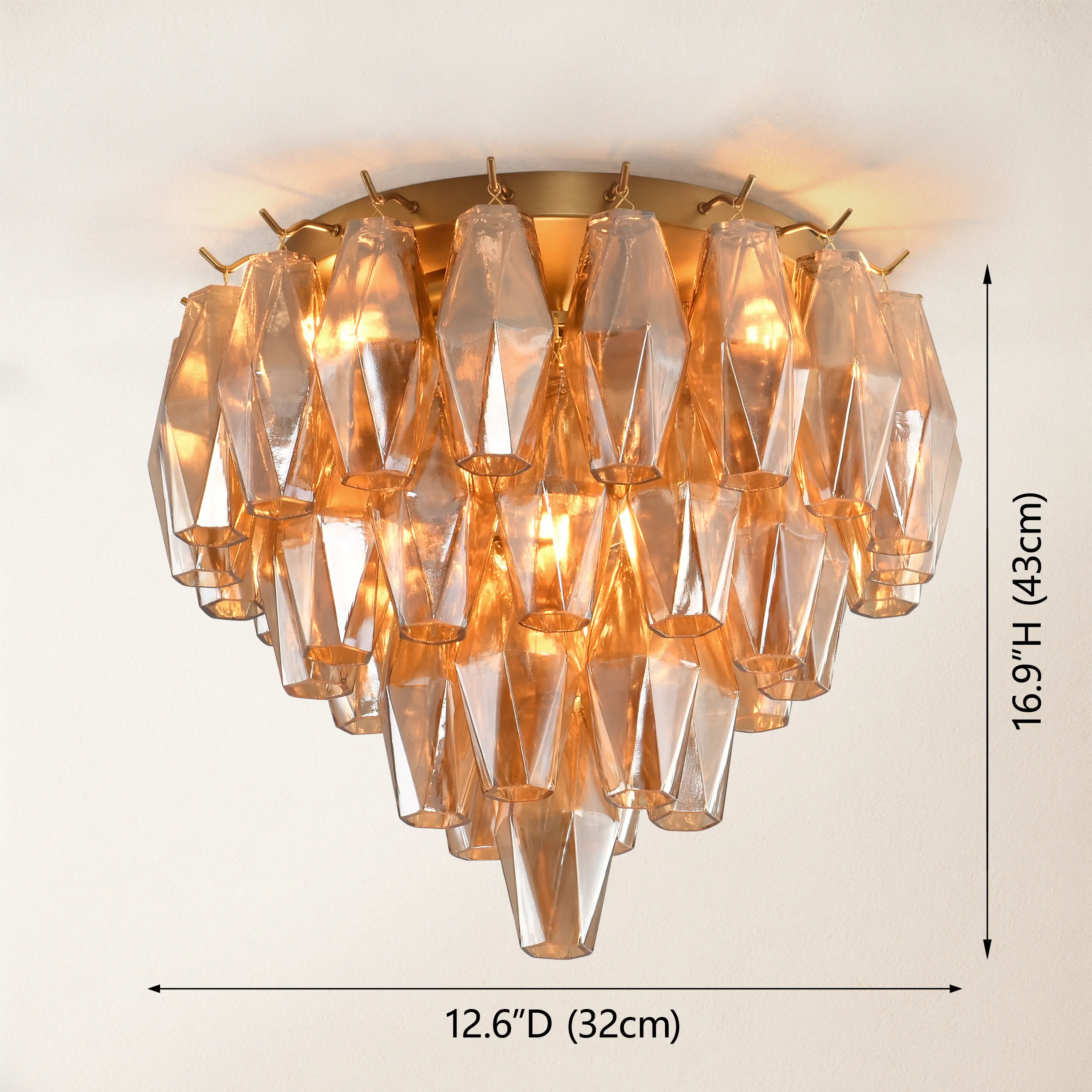Celestial Drop Round Glass Flush Mount 12.6"D