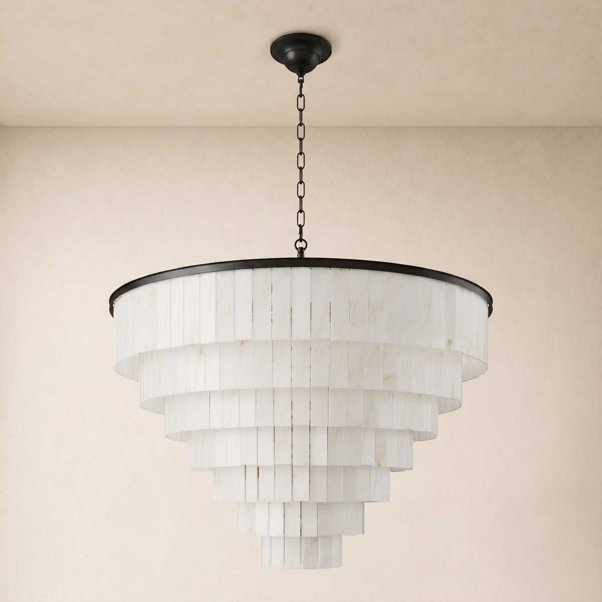 Montrava Alabaster Tiered Round Chandelier 60"D