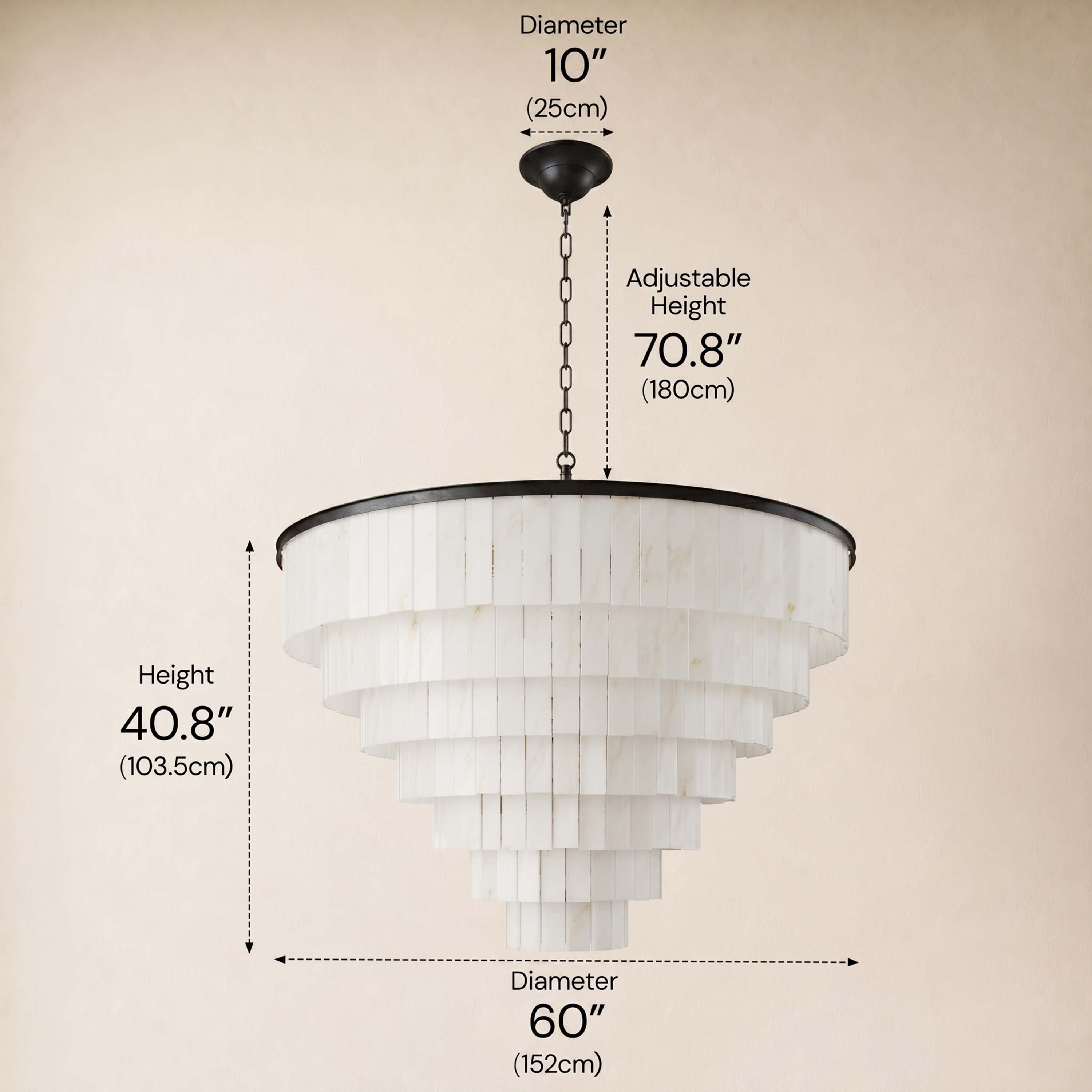 Montrava Alabaster Tiered Round Chandelier 60"D