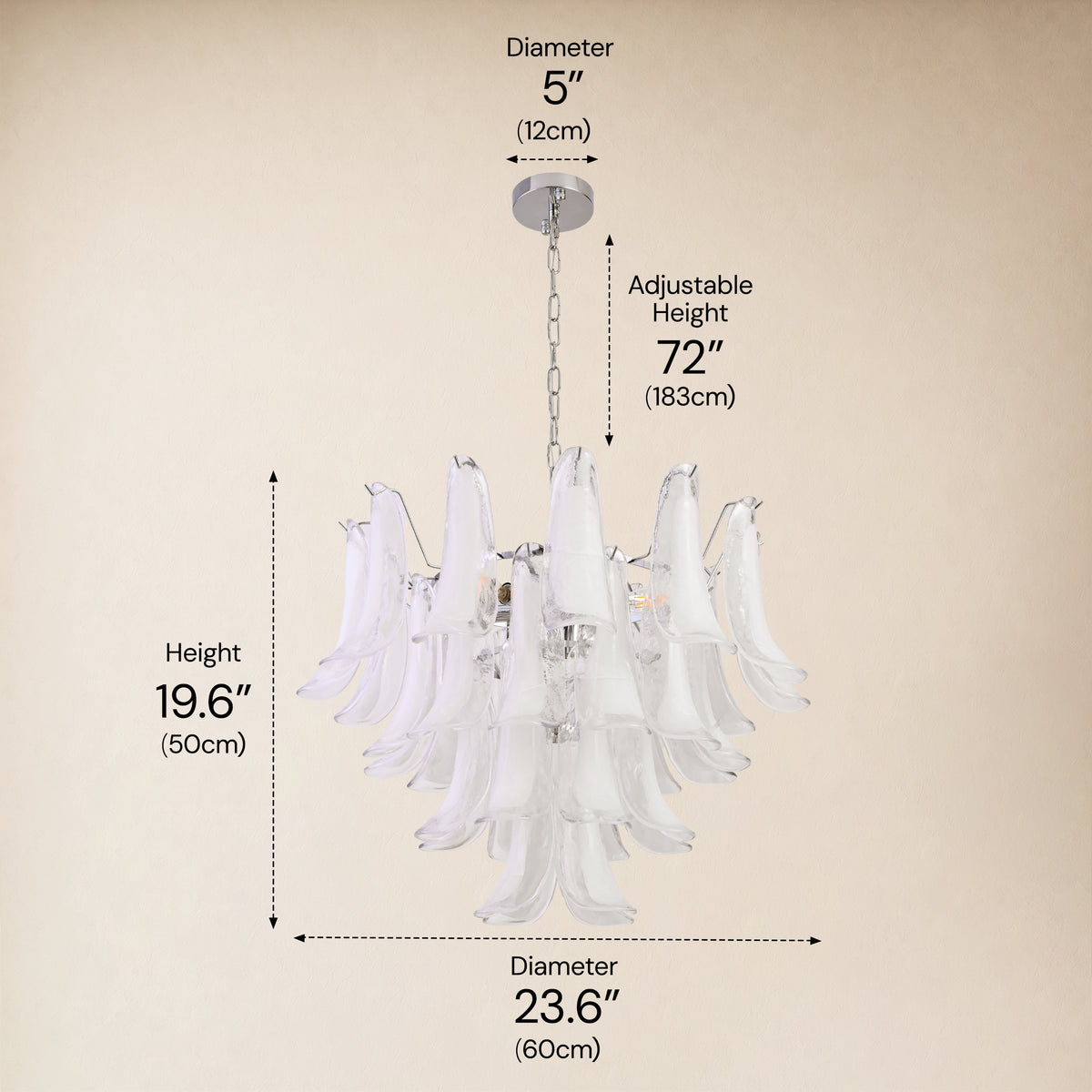 Nivelle Frosted Glass Round Chandelier 23.6"D