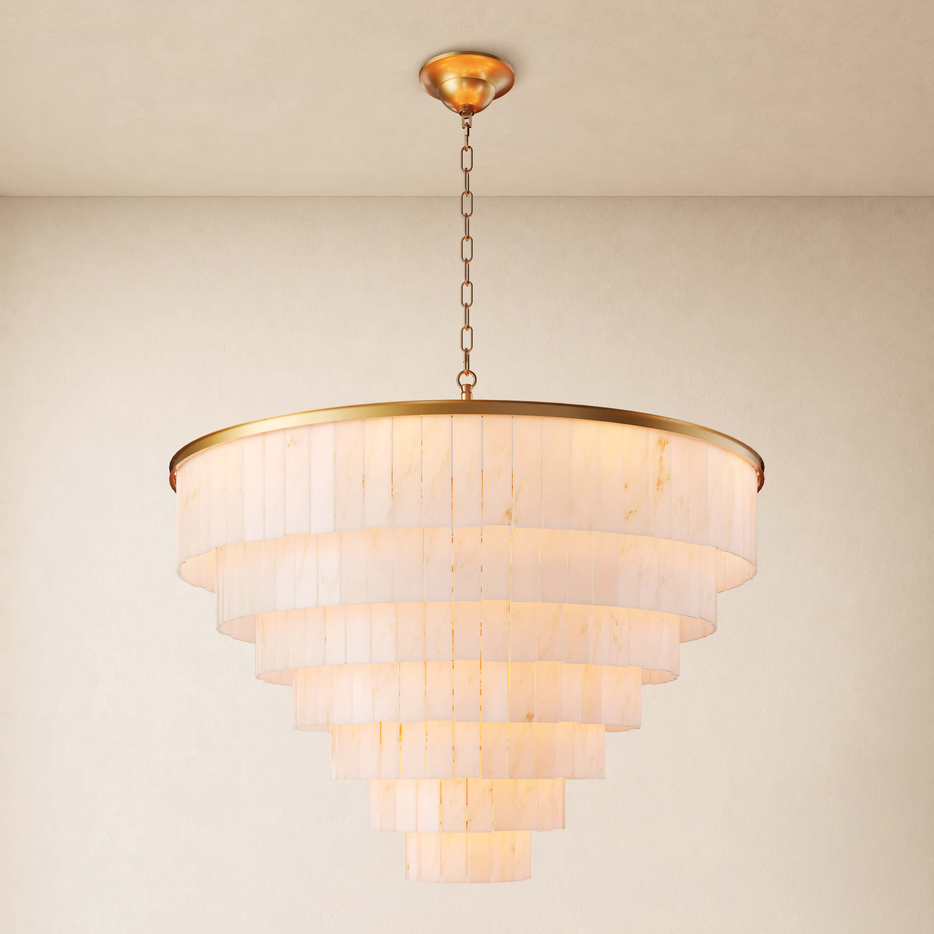 Montrava Alabaster Tiered Round Chandelier 60"D