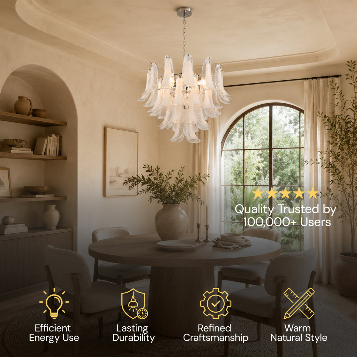 Nivelle Frosted Glass Round Chandelier 23.6"D