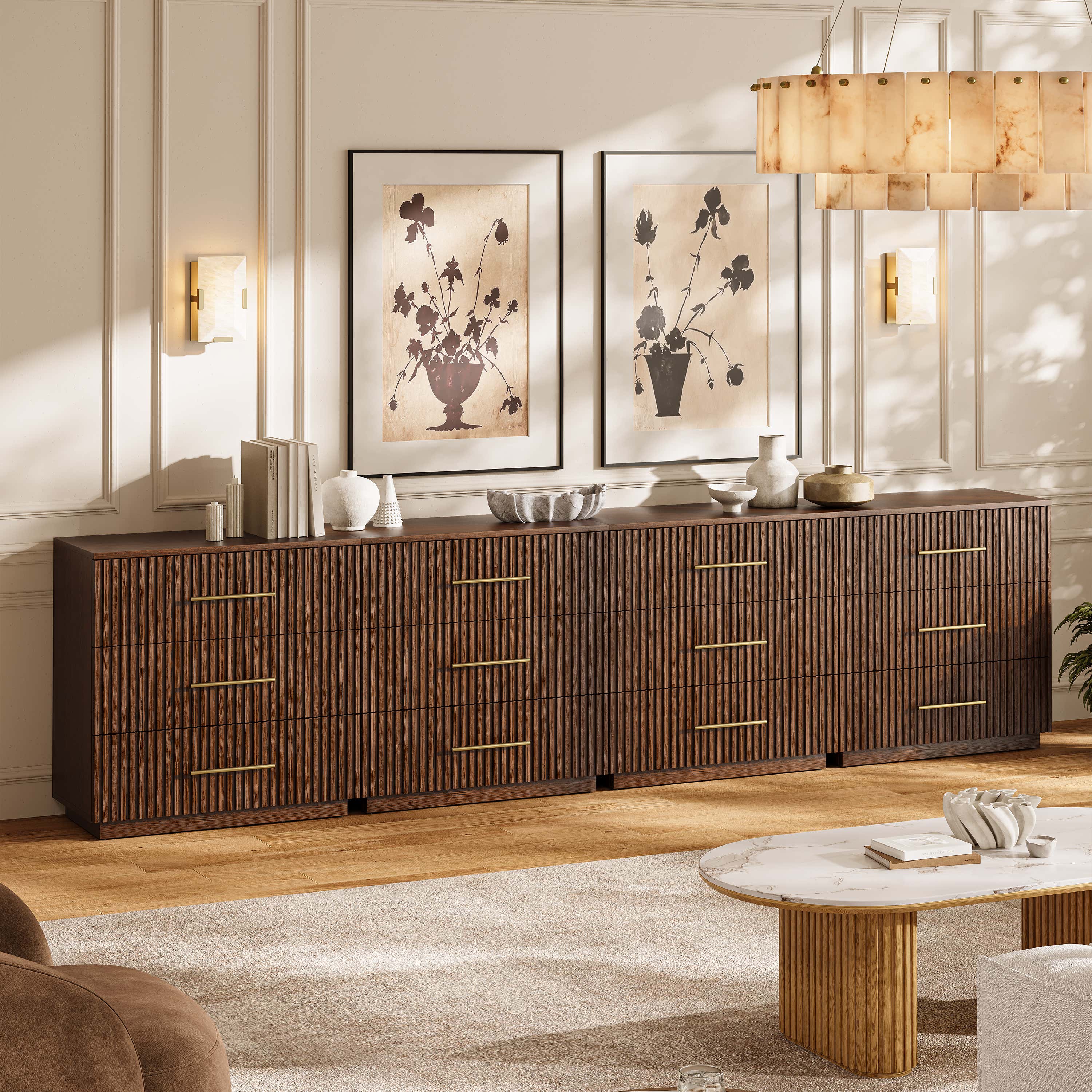 Holt 126" Oak 12-Drawer Chest(Set of 4)