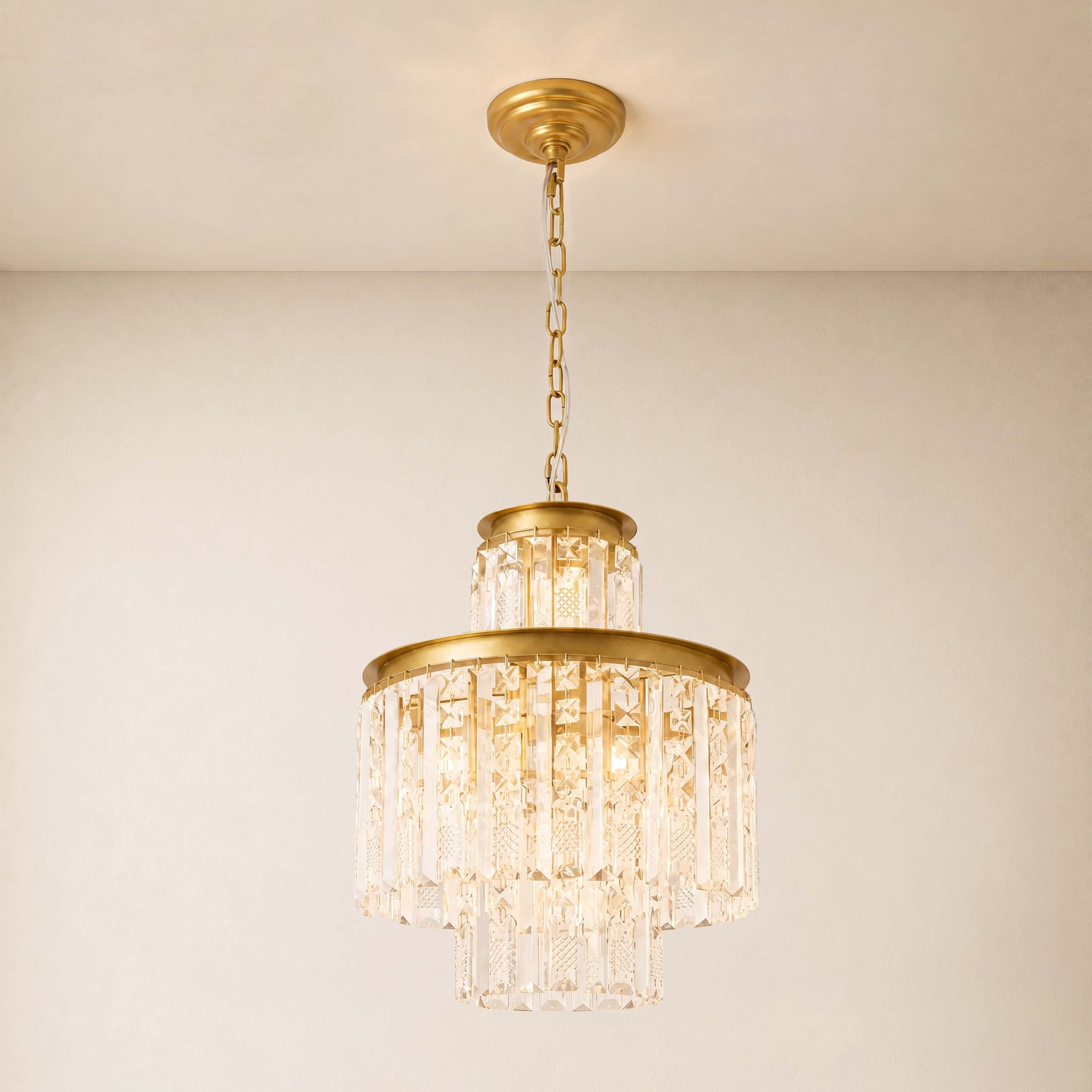 Lucentra Crystal Tiered Round Pendant 15"D