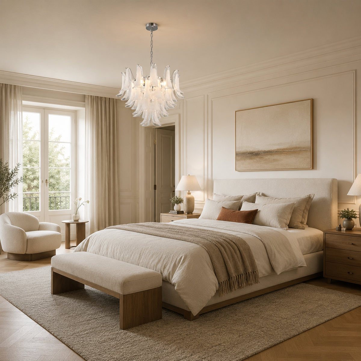 Nivelle Frosted Glass Round Chandelier 23.6"D