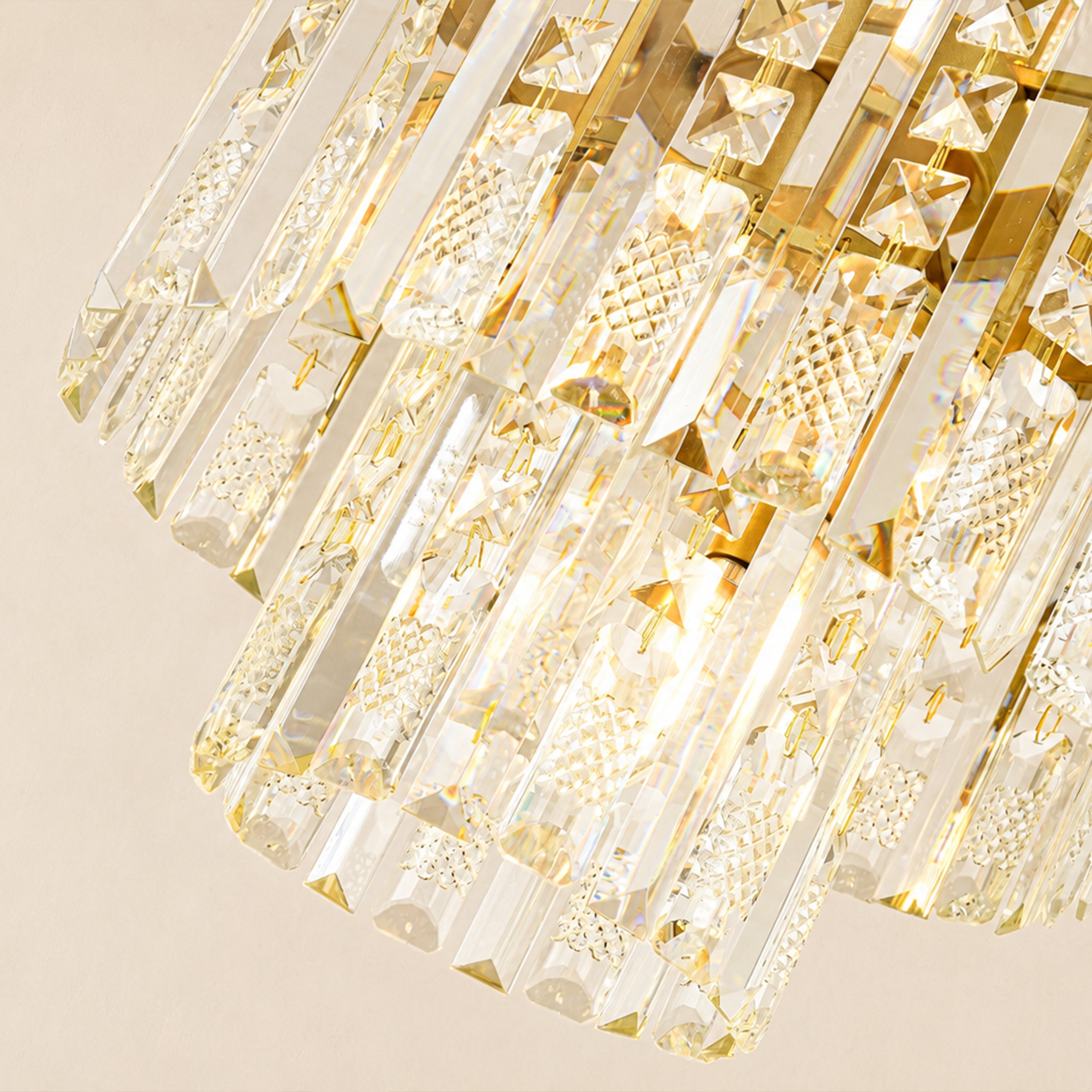 Lucentra Crystal Tiered Round Pendant 15"D