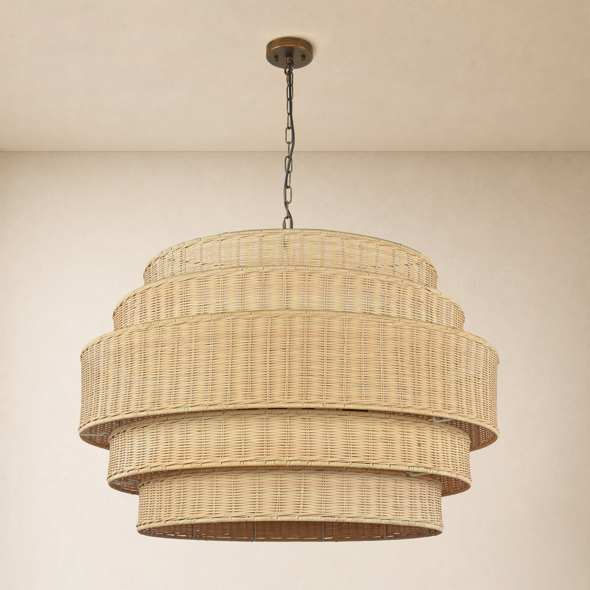 Cavana Rattan Tiered Round Chandelier 40.1"W
