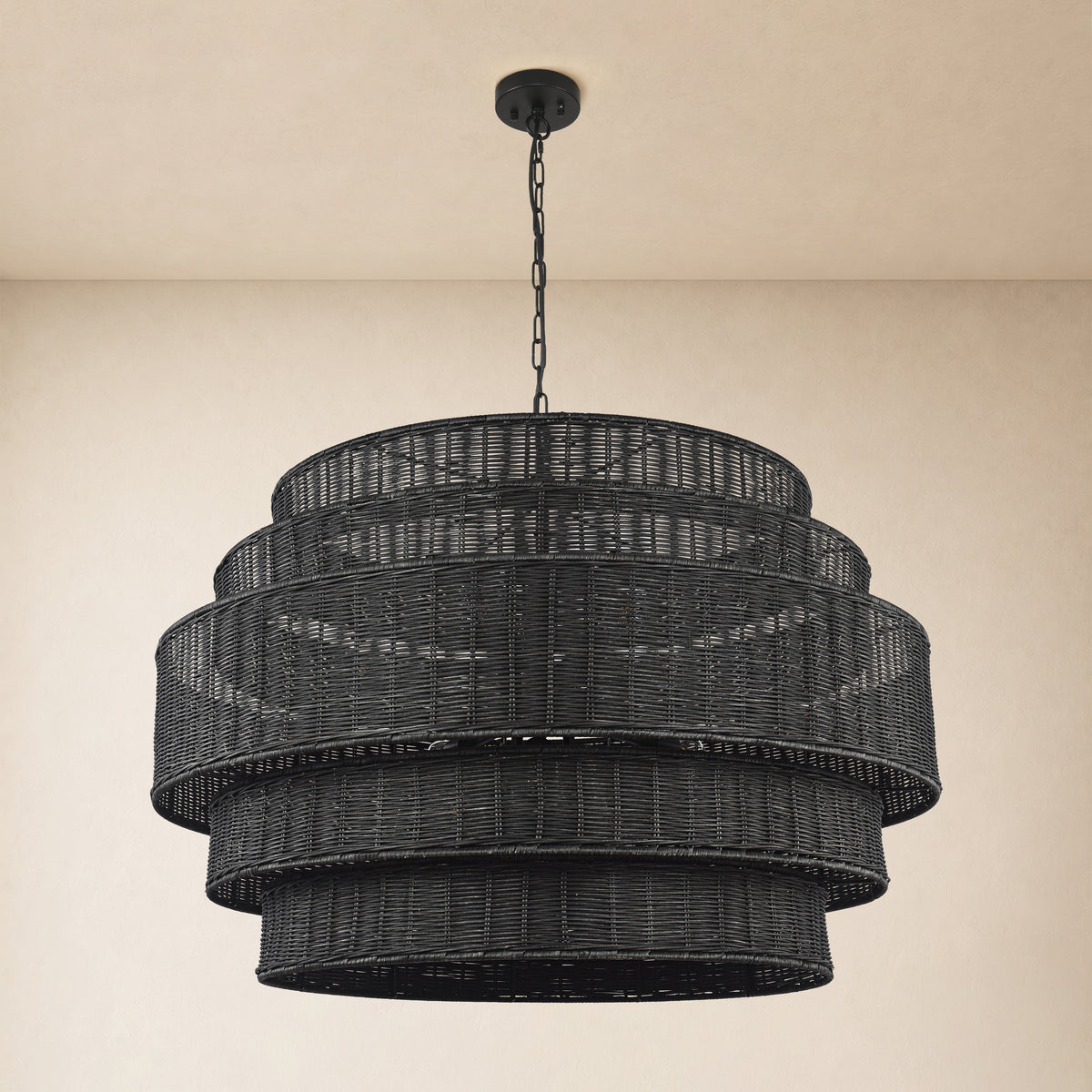 Cavana Rattan Tiered Round Chandelier 40.1"W