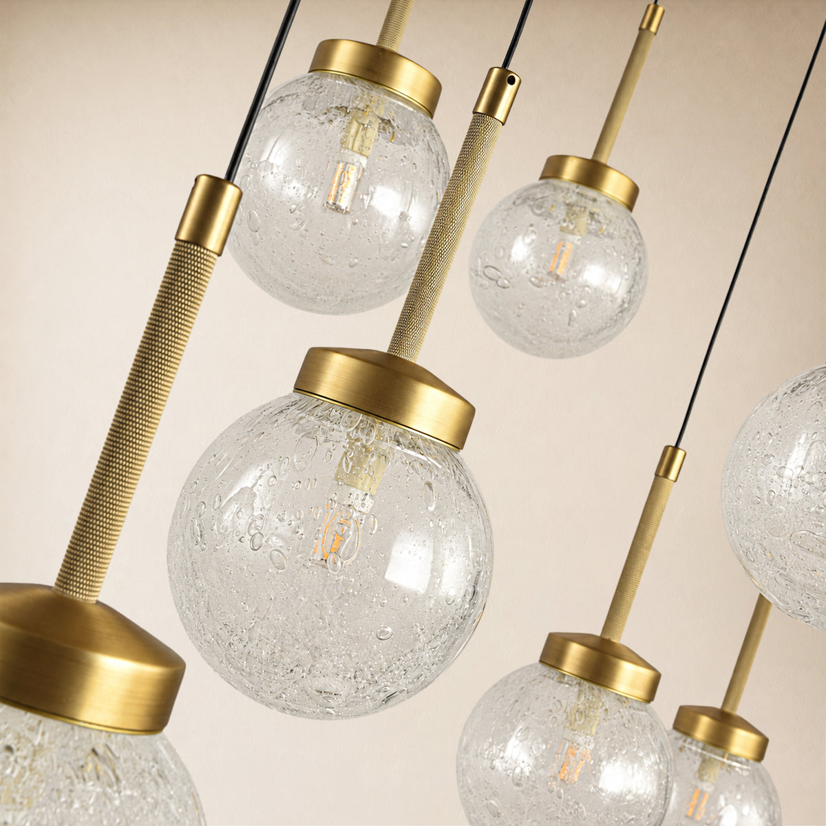 Liorenne Bubble Glass Globe Rectangular Chandelier 47.2"W