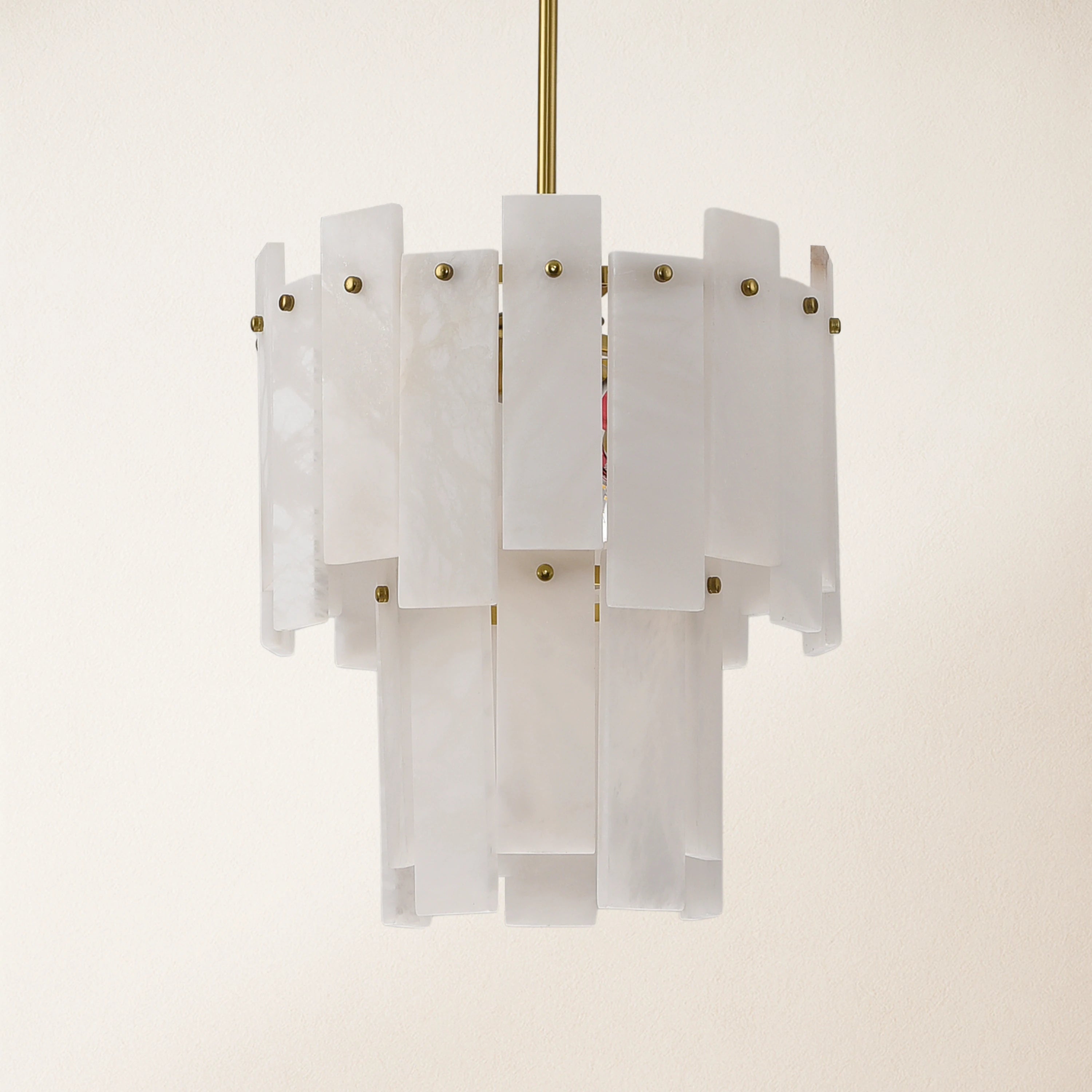 Nivislight Alabaster 2-Tier Round Pendant 13"