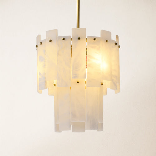 Nivislight Alabaster 2-Tier Round Pendant 13"