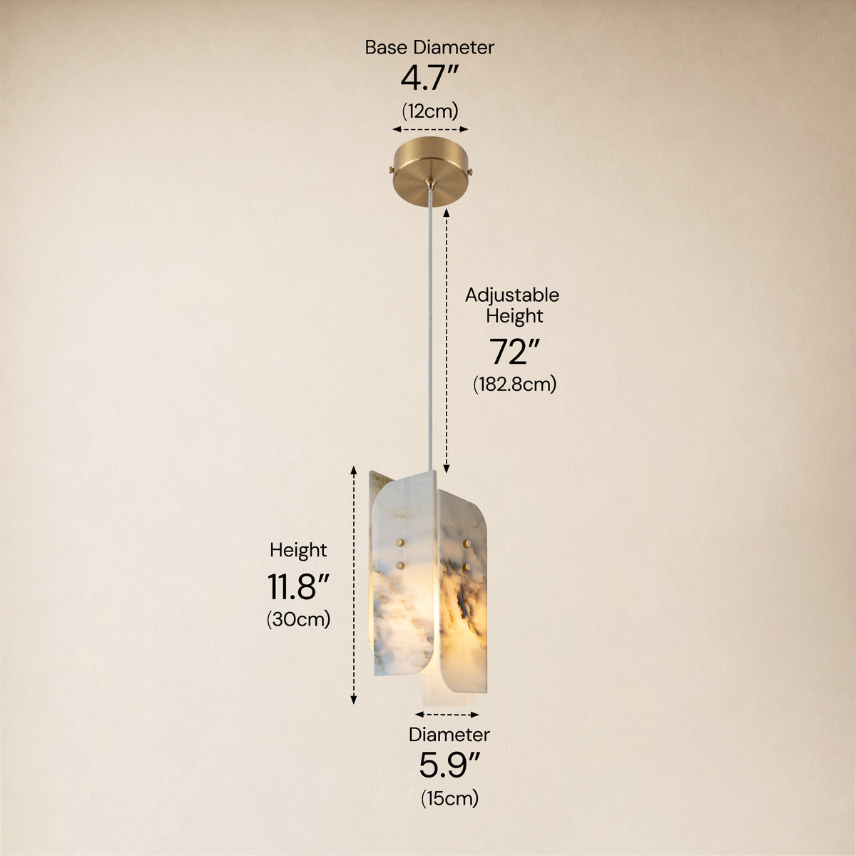 Pietra White Marble Pendant 5.9"D