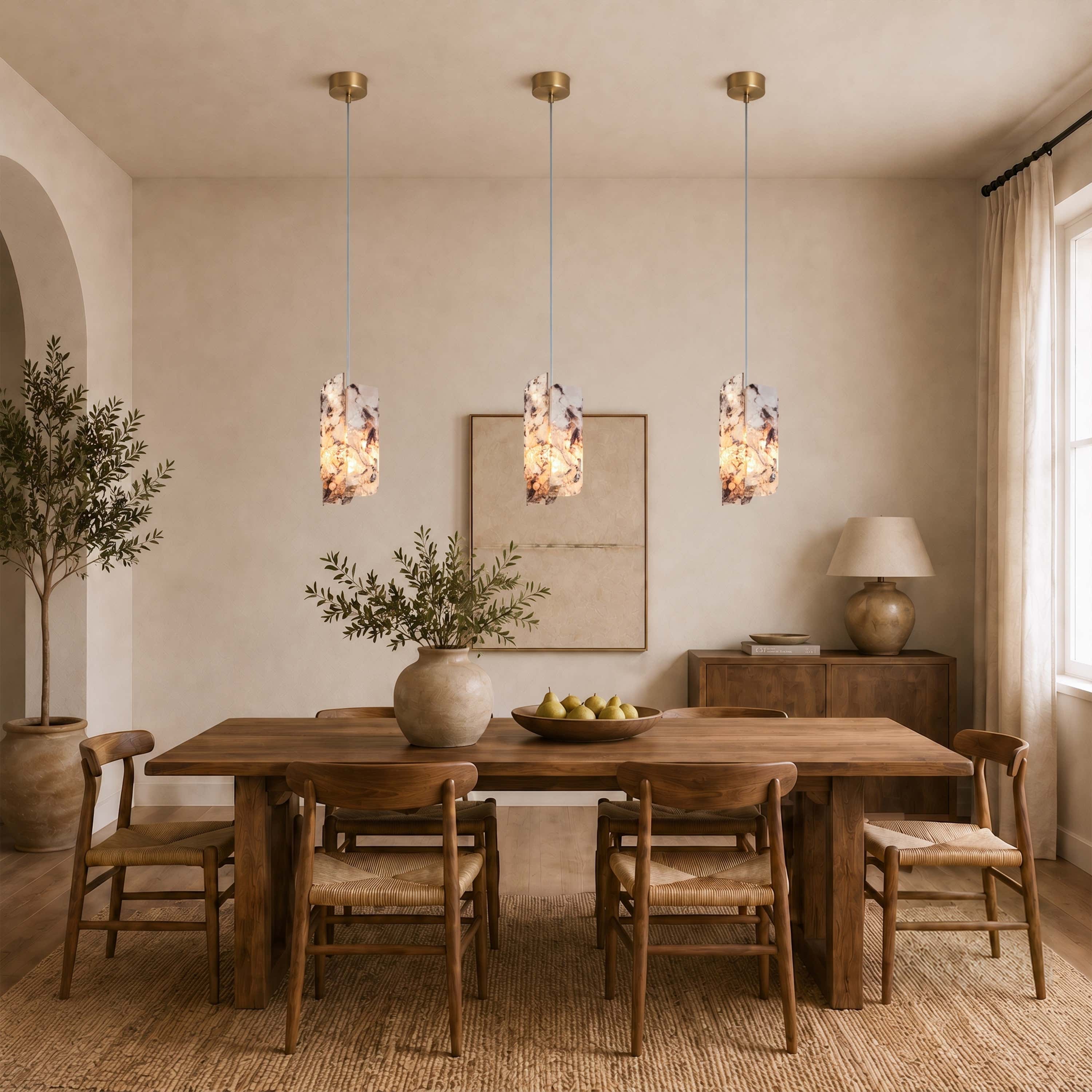 Pietra Snowland Stone Curved Pendant 5.9"D