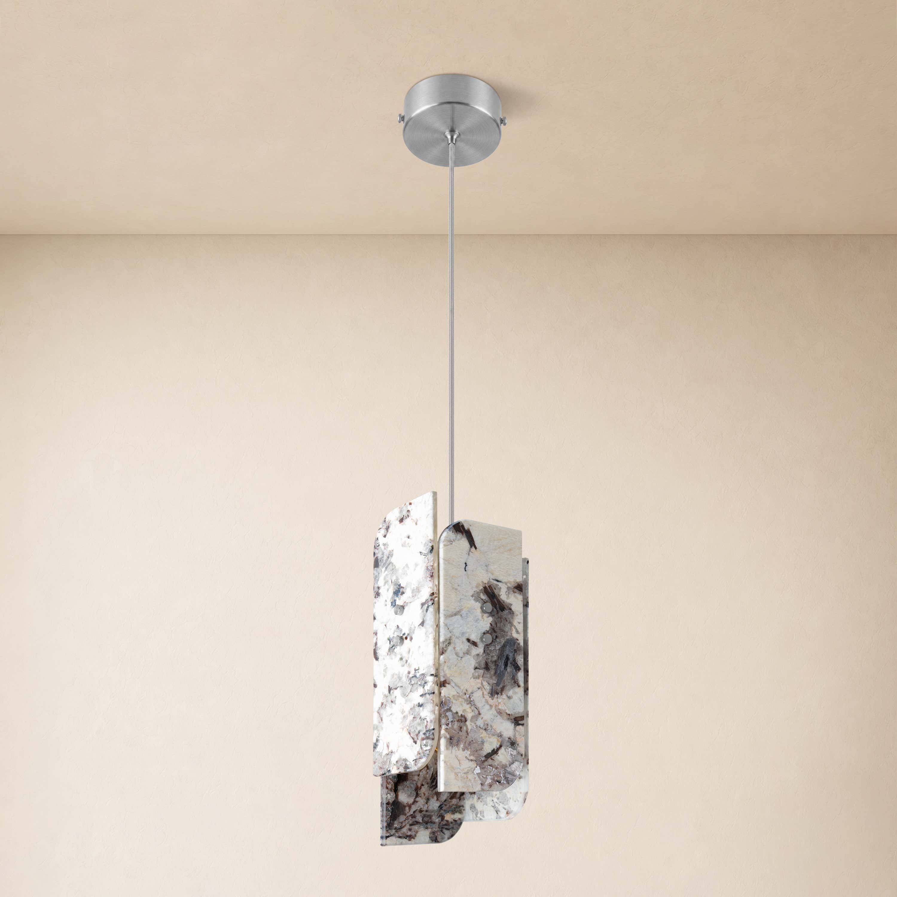 Pietra Snowland Stone Curved Pendant 5.9"D