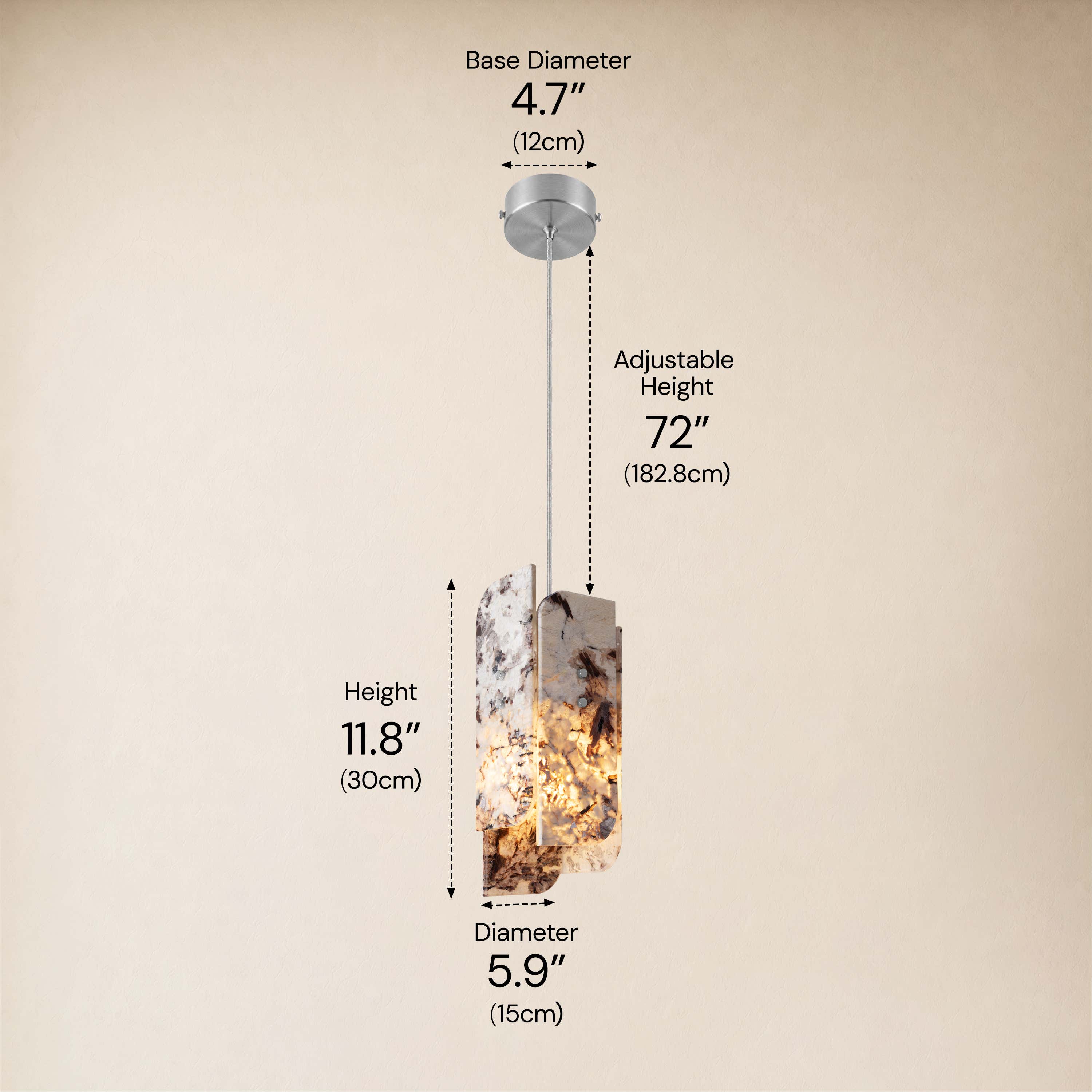 Pietra Snowland Stone Curved Pendant 5.9"D