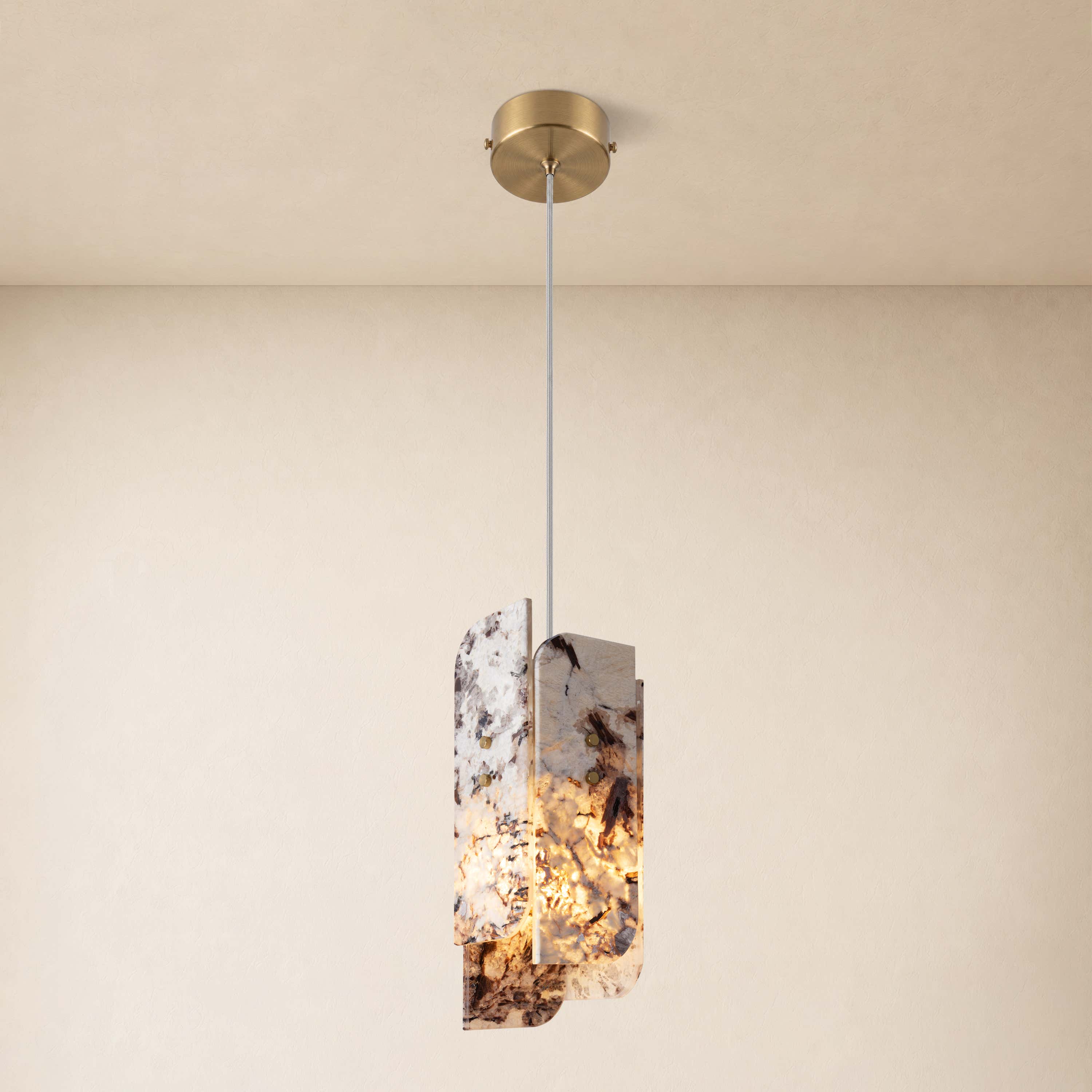 Pietra Snowland Stone Curved Pendant 5.9"D