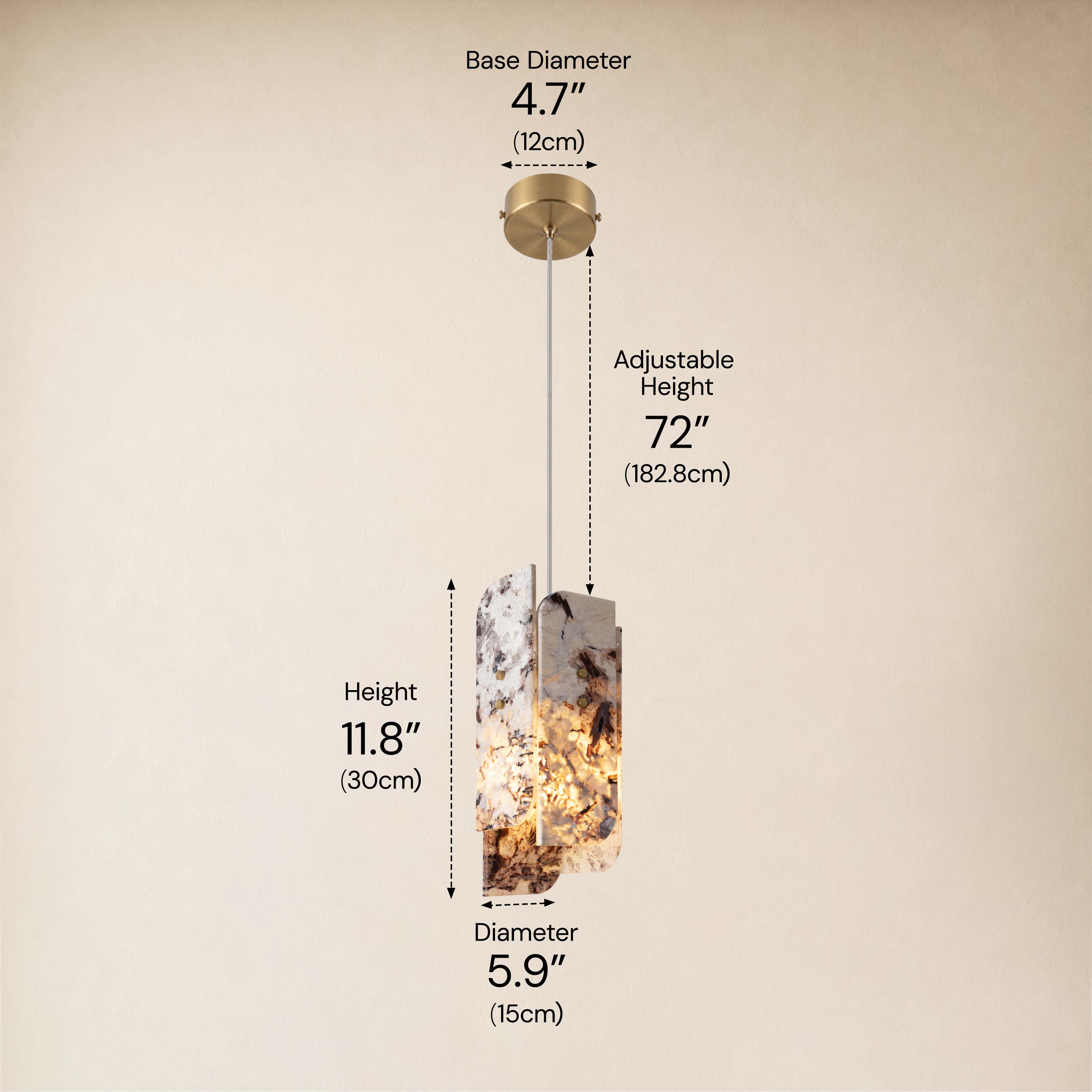 Pietra Snowland Stone Curved Pendant 5.9"D