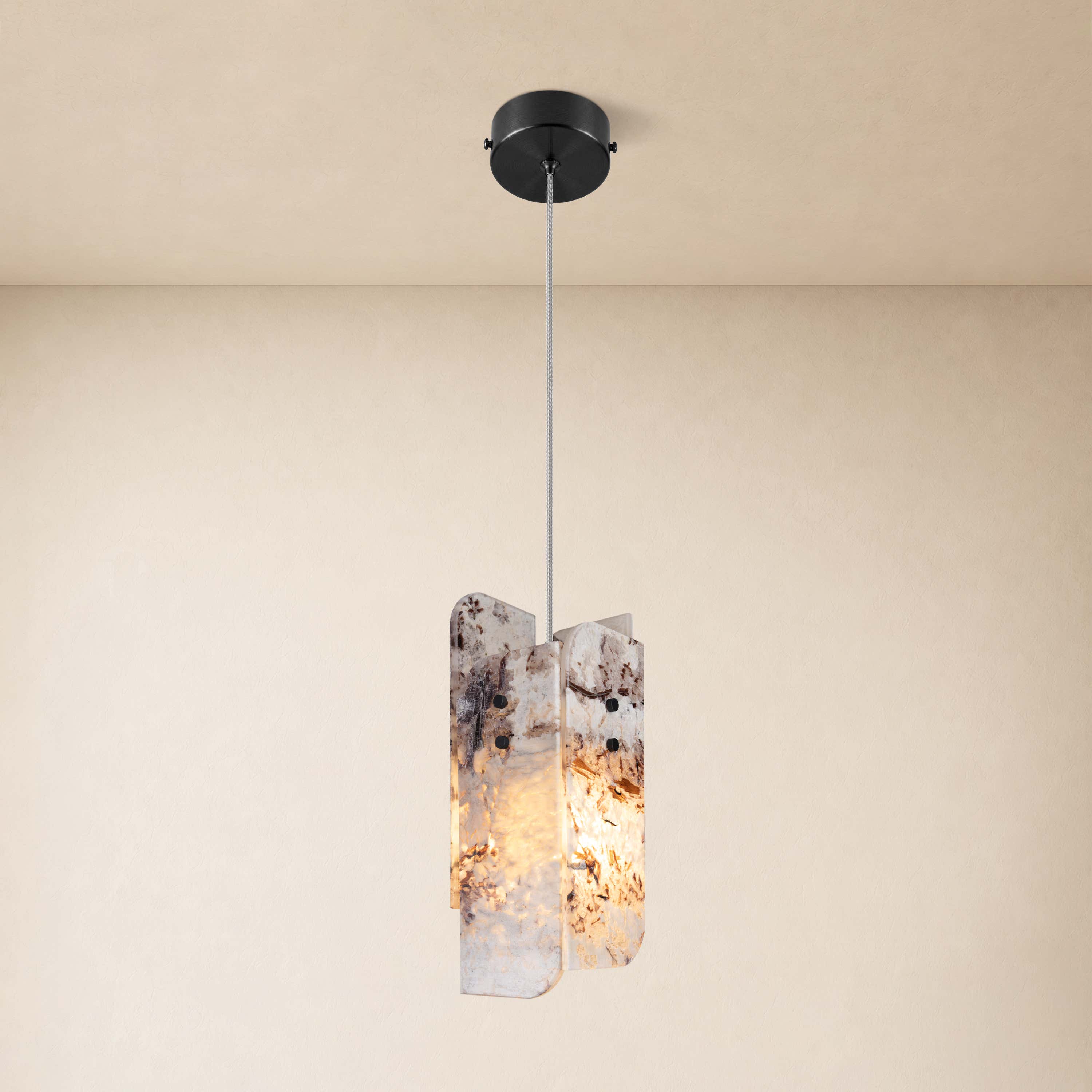 Pietra Snowland Stone Curved Pendant 5.9"D