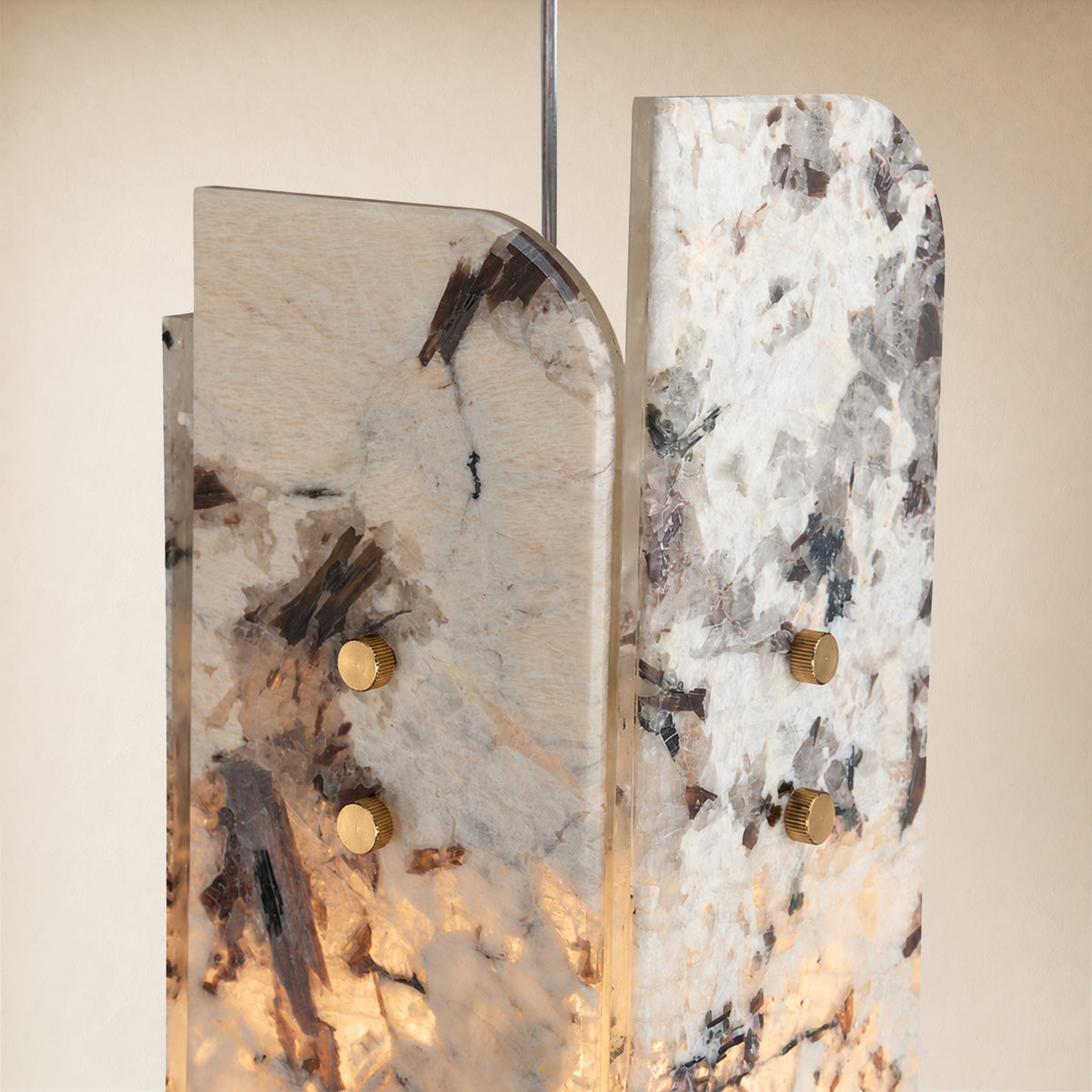 Pietra Snowland Marble Curved Pendant 5.9"D
