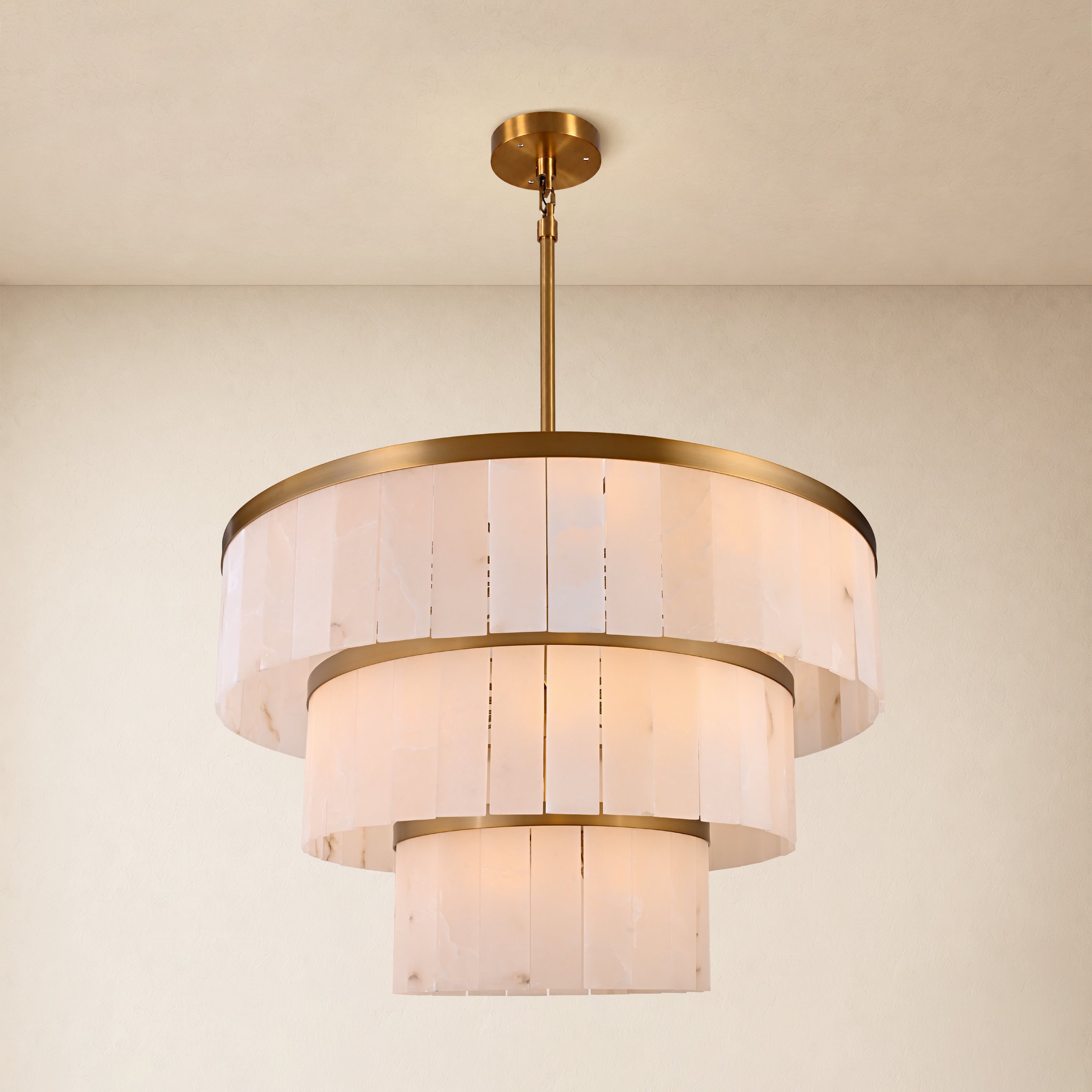 Celestia Alabaster Tiered Round Chandelier 60"D
