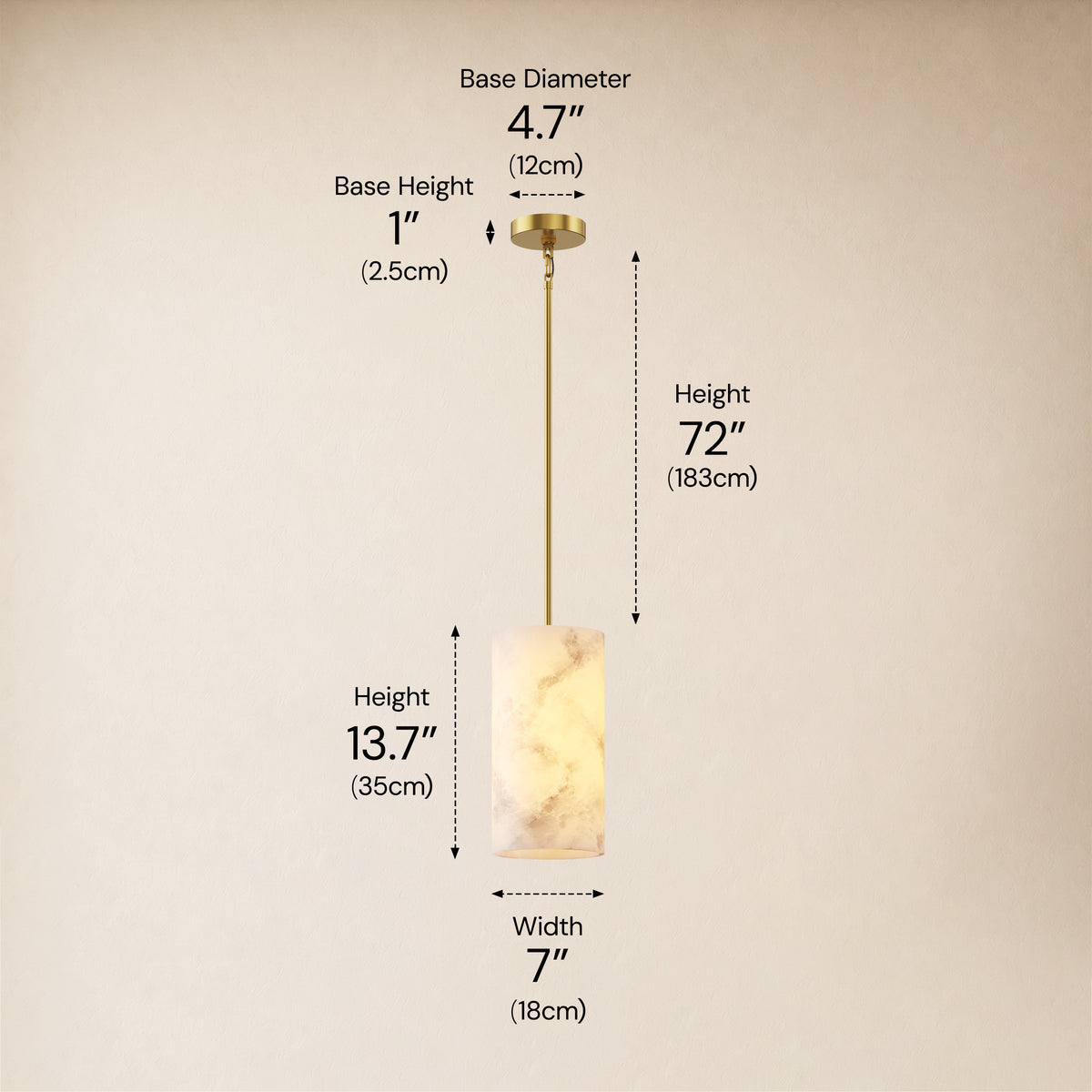 Calyndra Resin Cylinder Pendant 4"-7"W