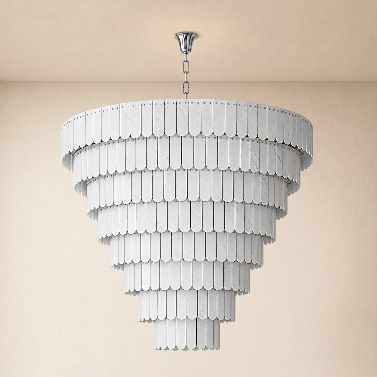 Pietra Porcelain White Marble Tiered Chandelier 79.8"D