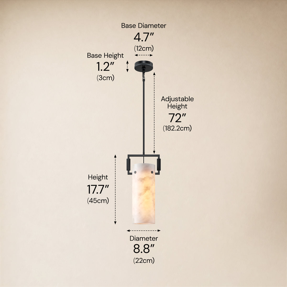 Lioren Resin Cylinder Pendant Light 8.8"D