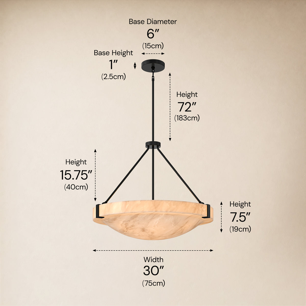 Noverelle Resin Dome Chandelier 18"-30"D