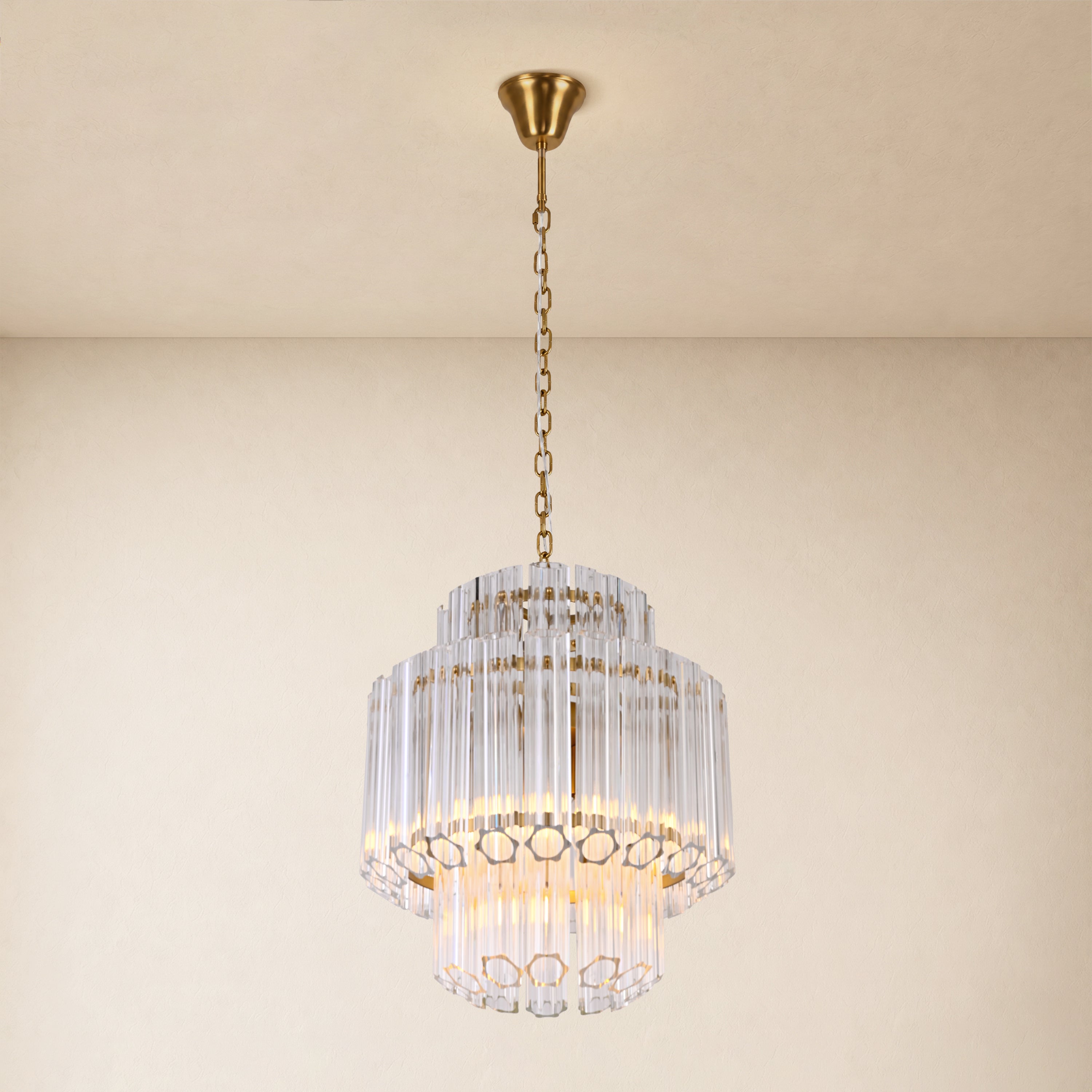 Dawelle Fluted Glass Tiered Round Chandelier 15.7"D