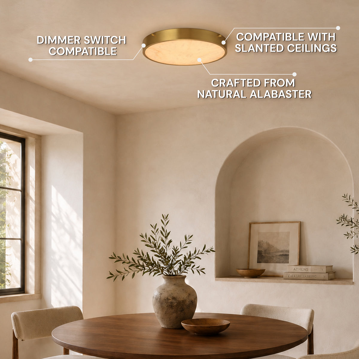 Roselyn Alabaster Round Flush Mount 16"D