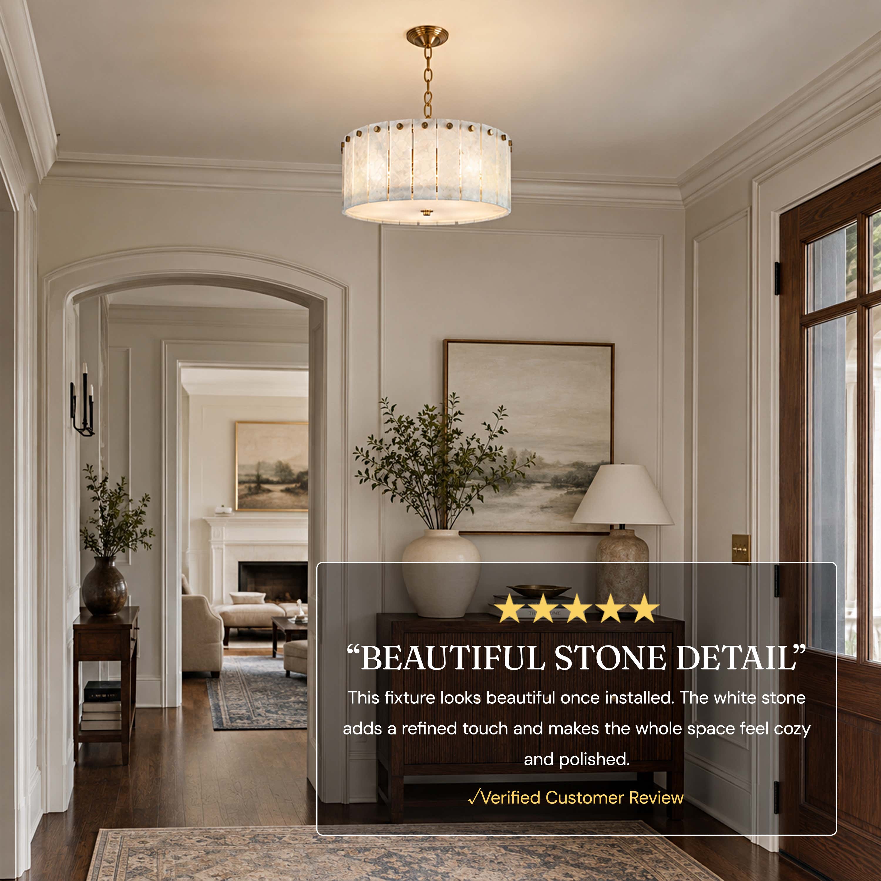 Pietra Quartzite Drum Chandelier 15.7"D
