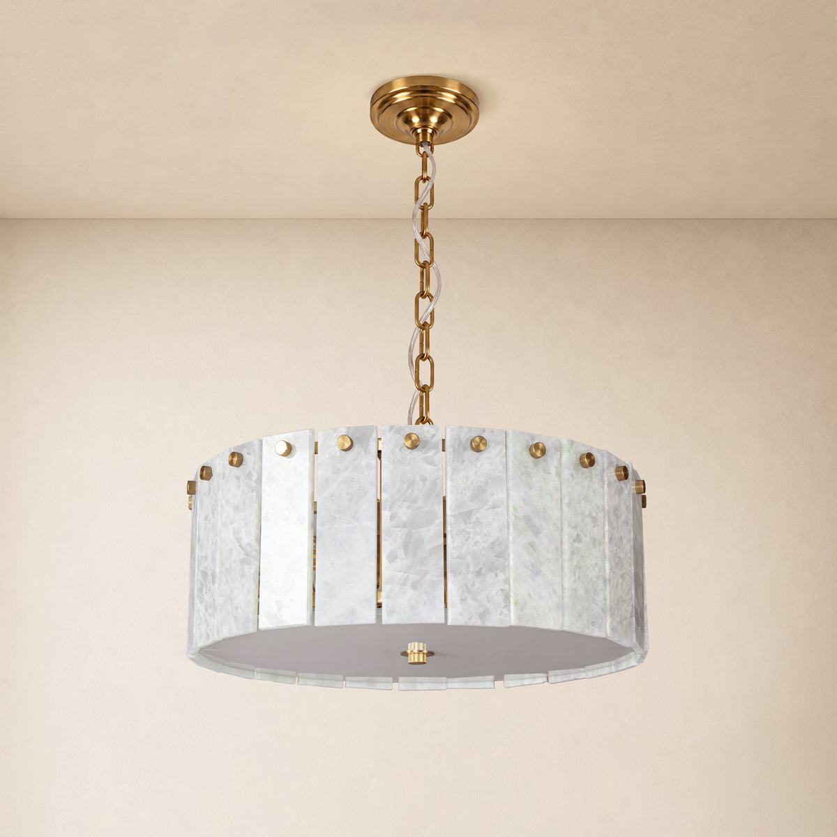 Pietra Quartzite Drum Chandelier 15.7"D