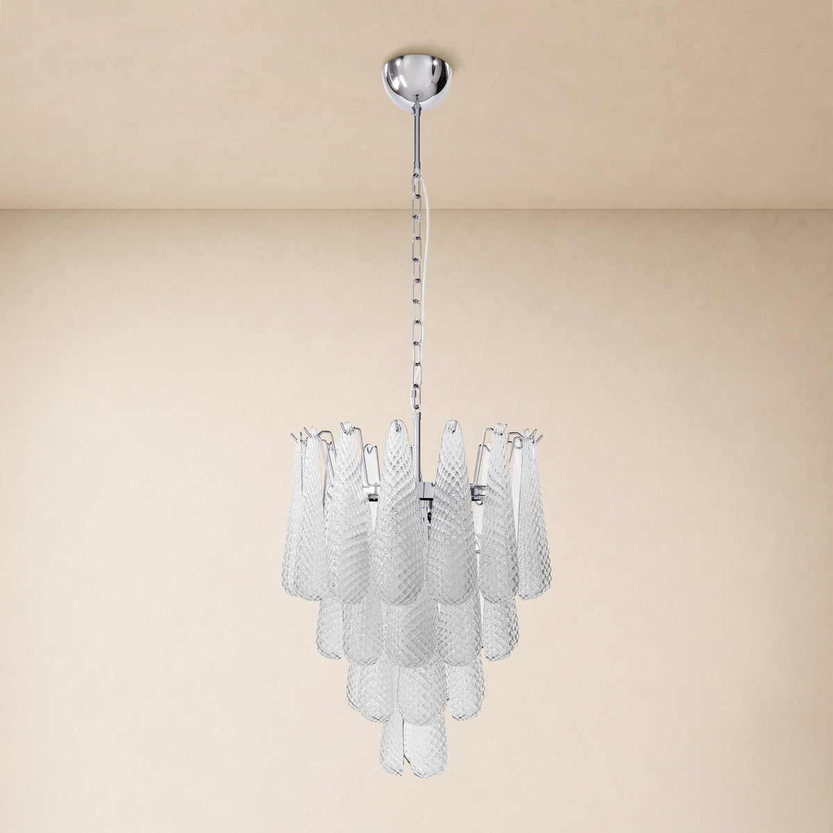 Veloria Textured Glass Tiered Round Chandelier 18"D