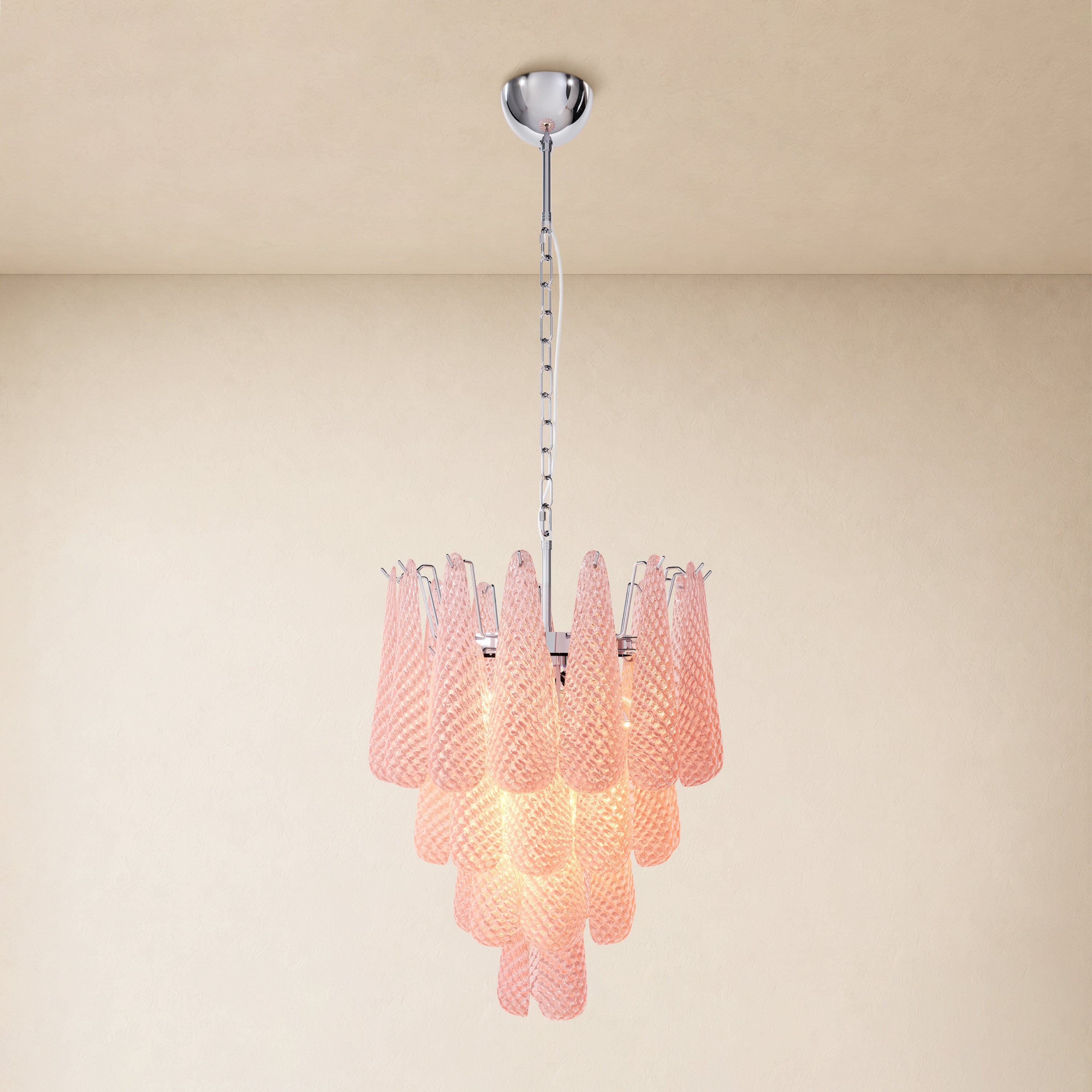 Veloria Textured Glass Tiered Round Chandelier 18"D