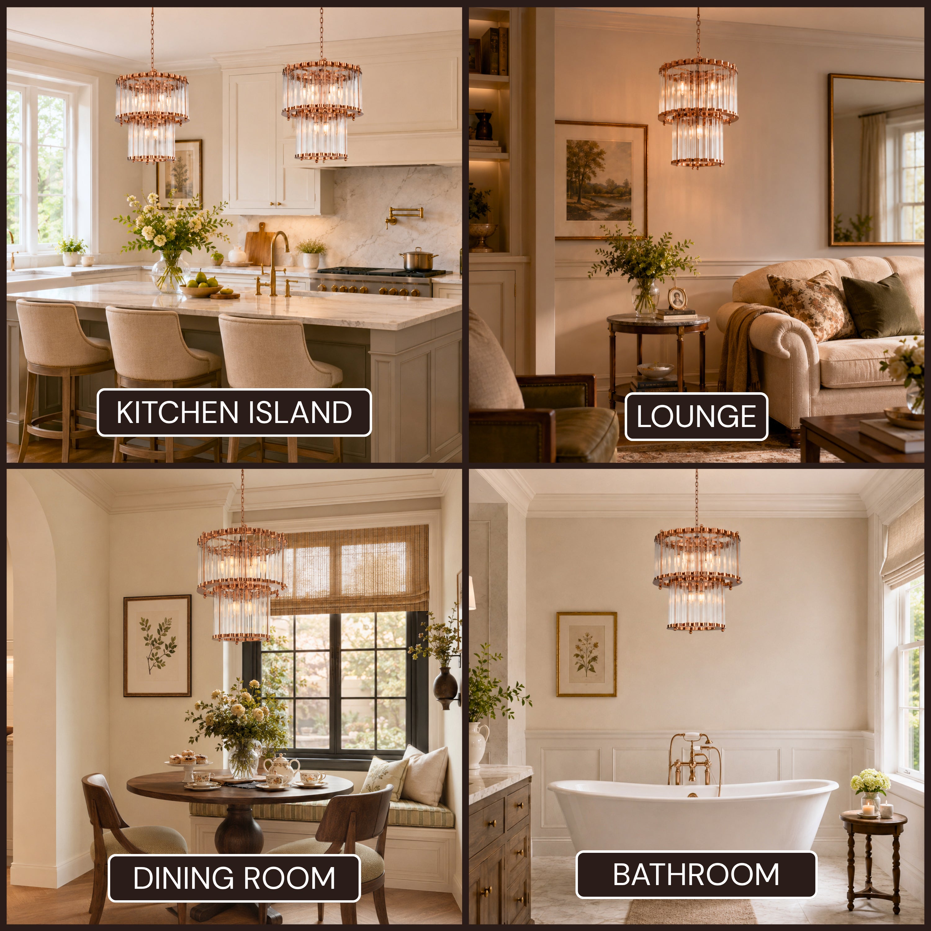 Rovella Glass Rod Tiered Round Chandelier 20.8"D