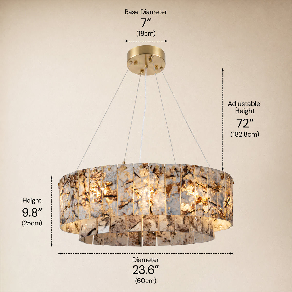 Pietra Snowland Marble Drum Chandelier 23.6"D