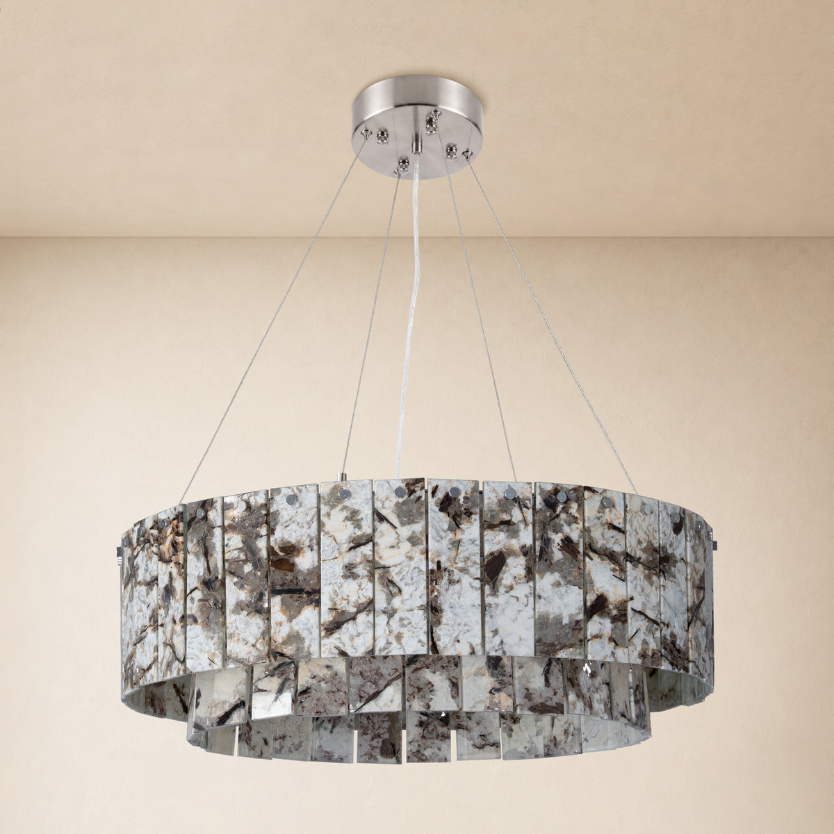 Pietra Snowland Marble Drum Chandelier 23.6"D