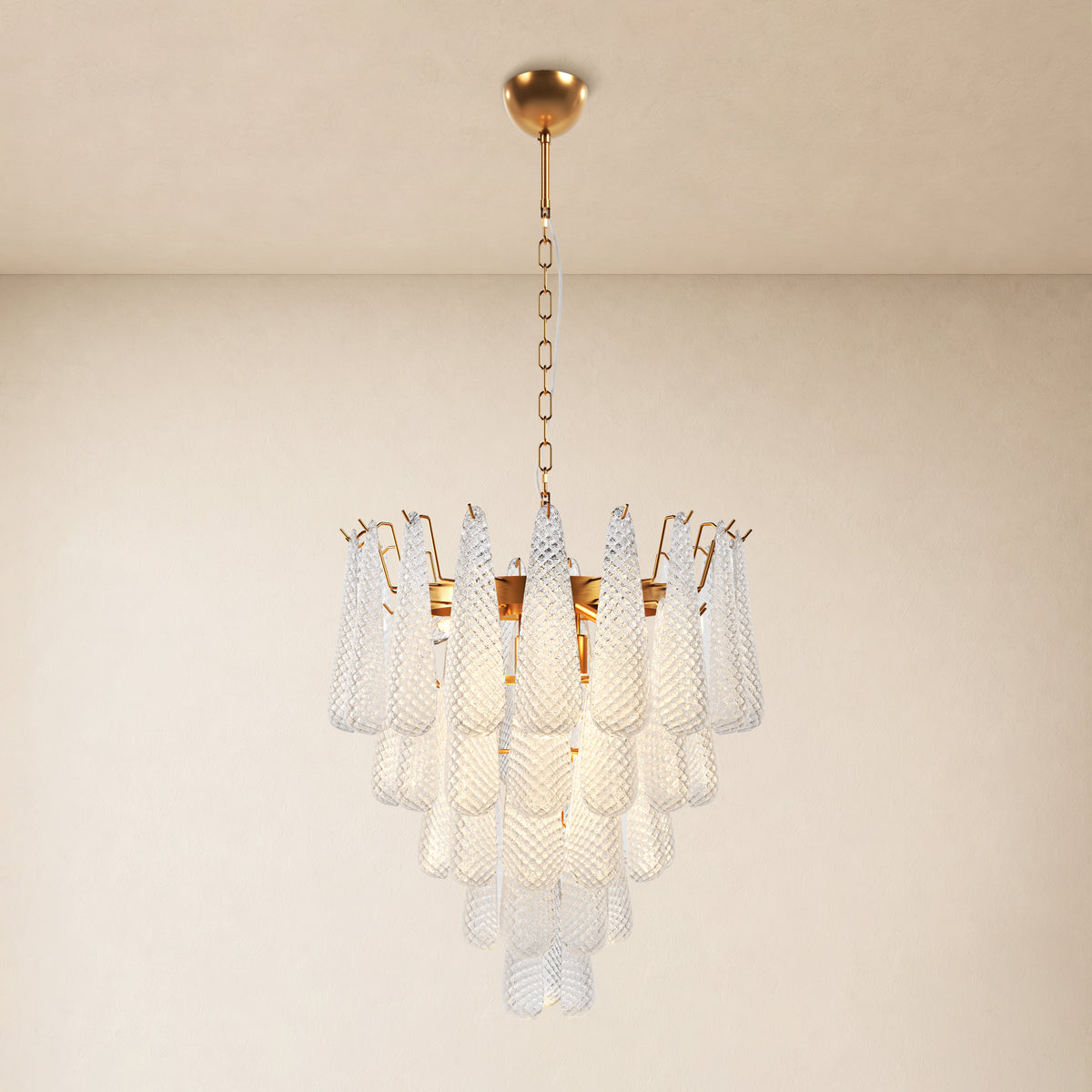 Veloria Textured Glass Tiered Round Chandelier 24"D