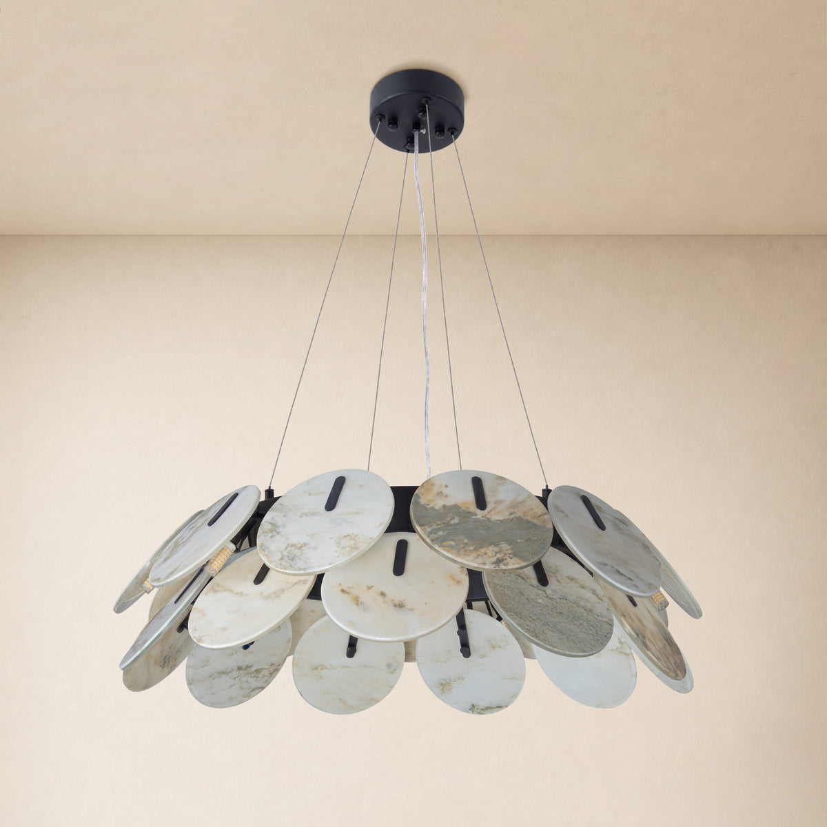 Pietra Landscape Marble Disc Chandelier 31.4"D