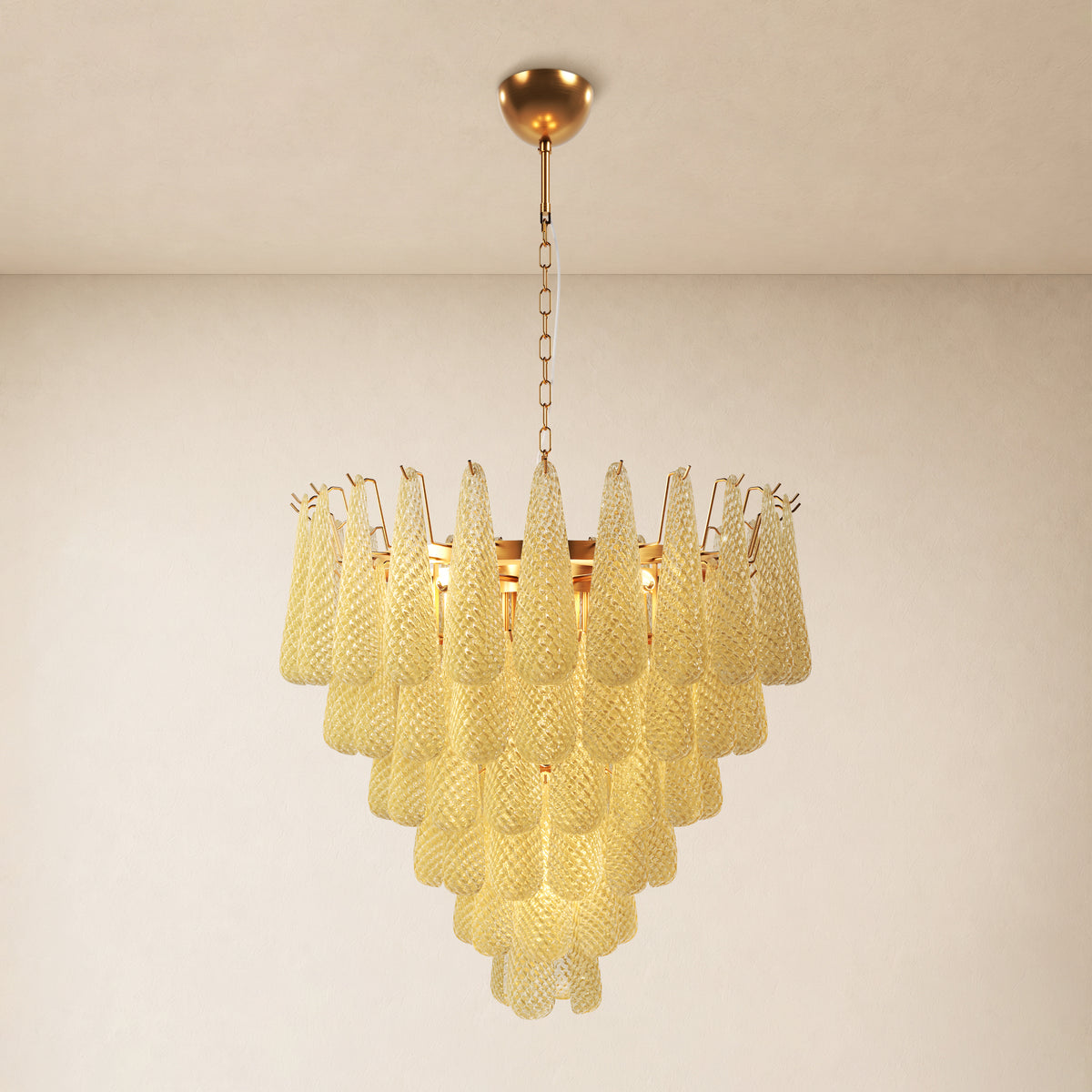 Veloria Textured Glass Tiered Round Chandelier 32"D