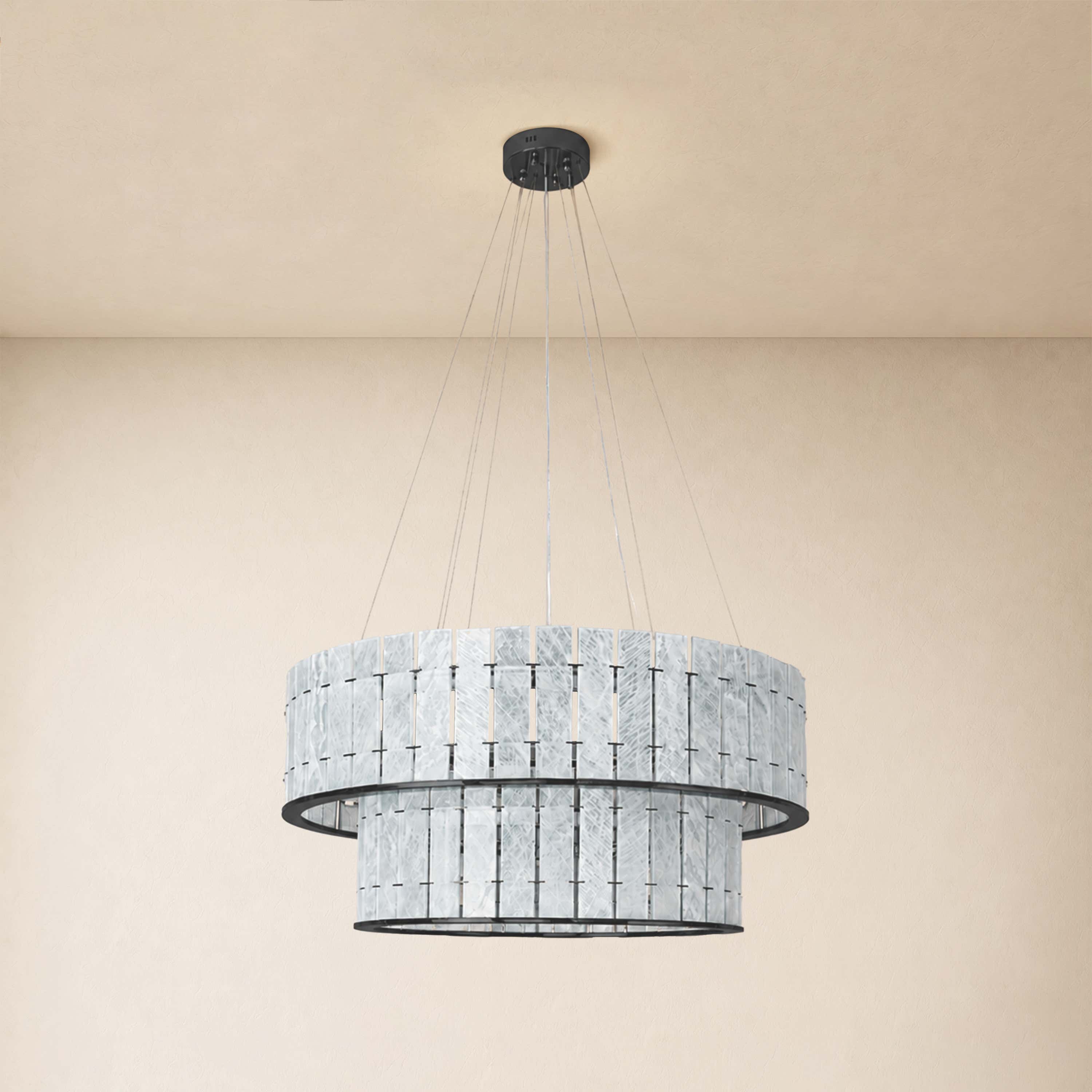 Pietra Clear Crystal Round Drum Chandelier 33.4"D