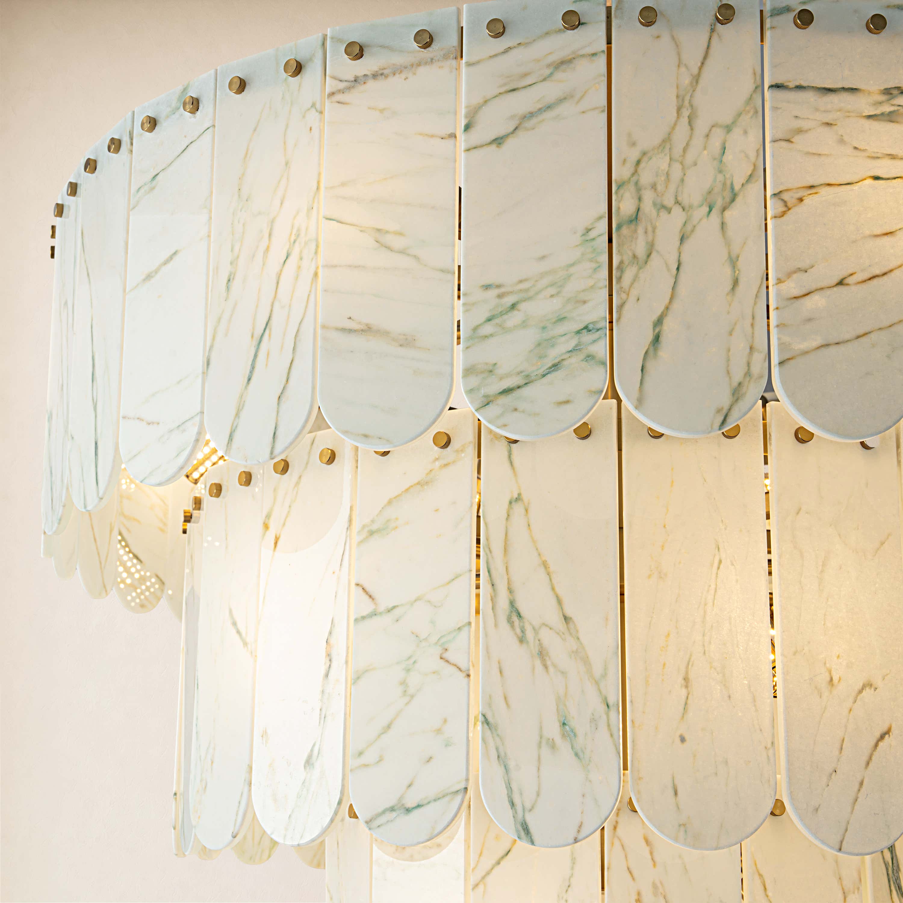 Pietra White Marble Tiered Drum Chandelier 33.4"D
