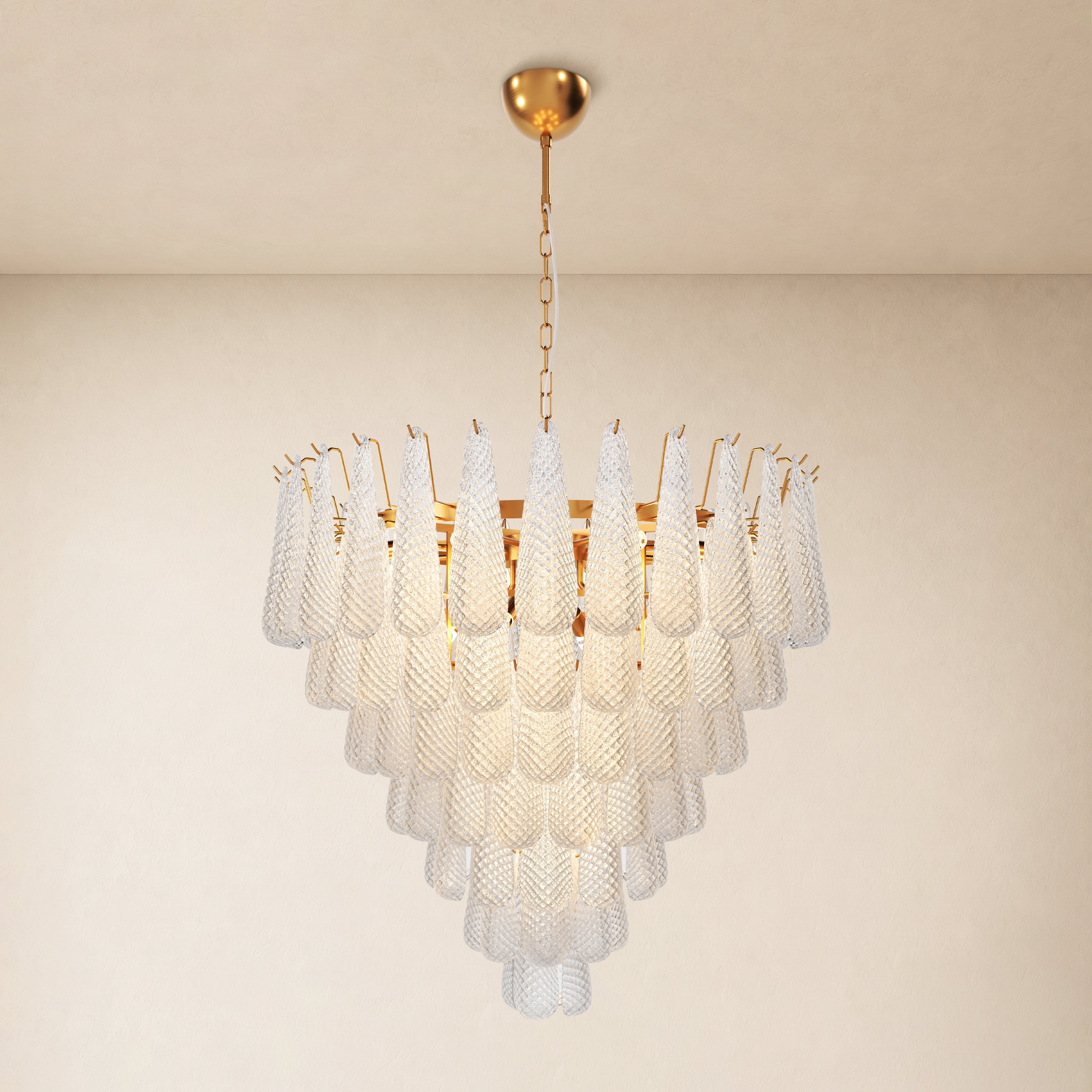 Veloria Textured Glass Tiered Round Chandelier 36"D