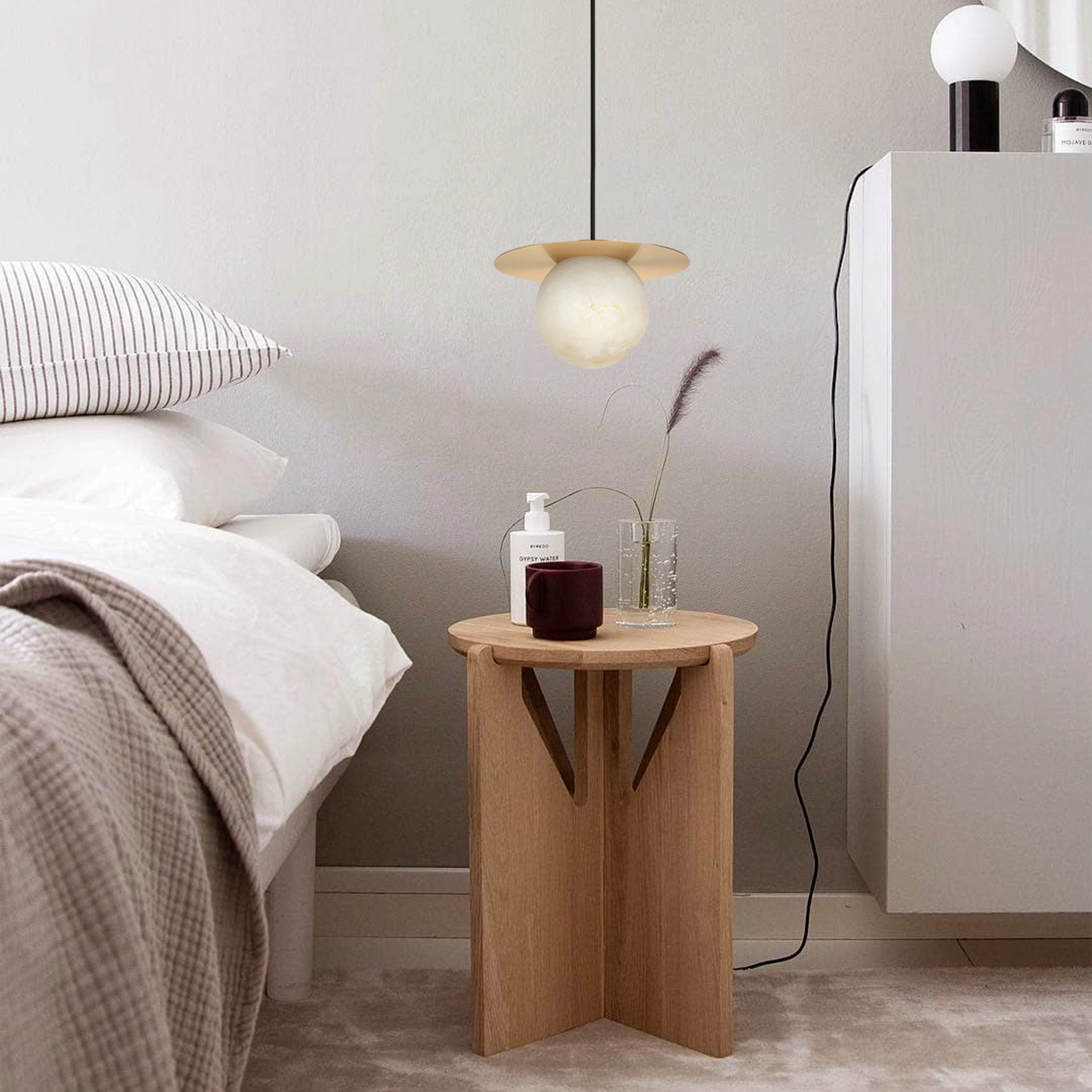 Dadaly Garfield Spanish Alabaster Small Art Bedside Pendant 16"D