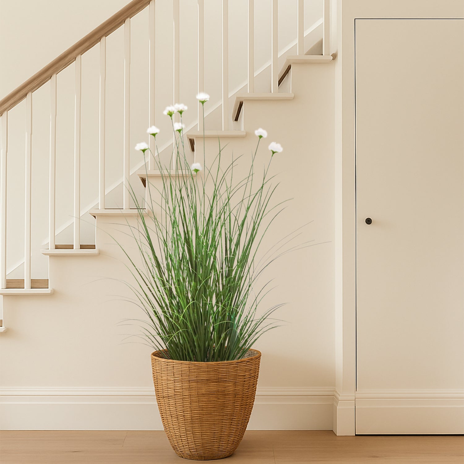 Artificial 9-Head Cosmos with Curved Onion Grass Bonsai 43"H