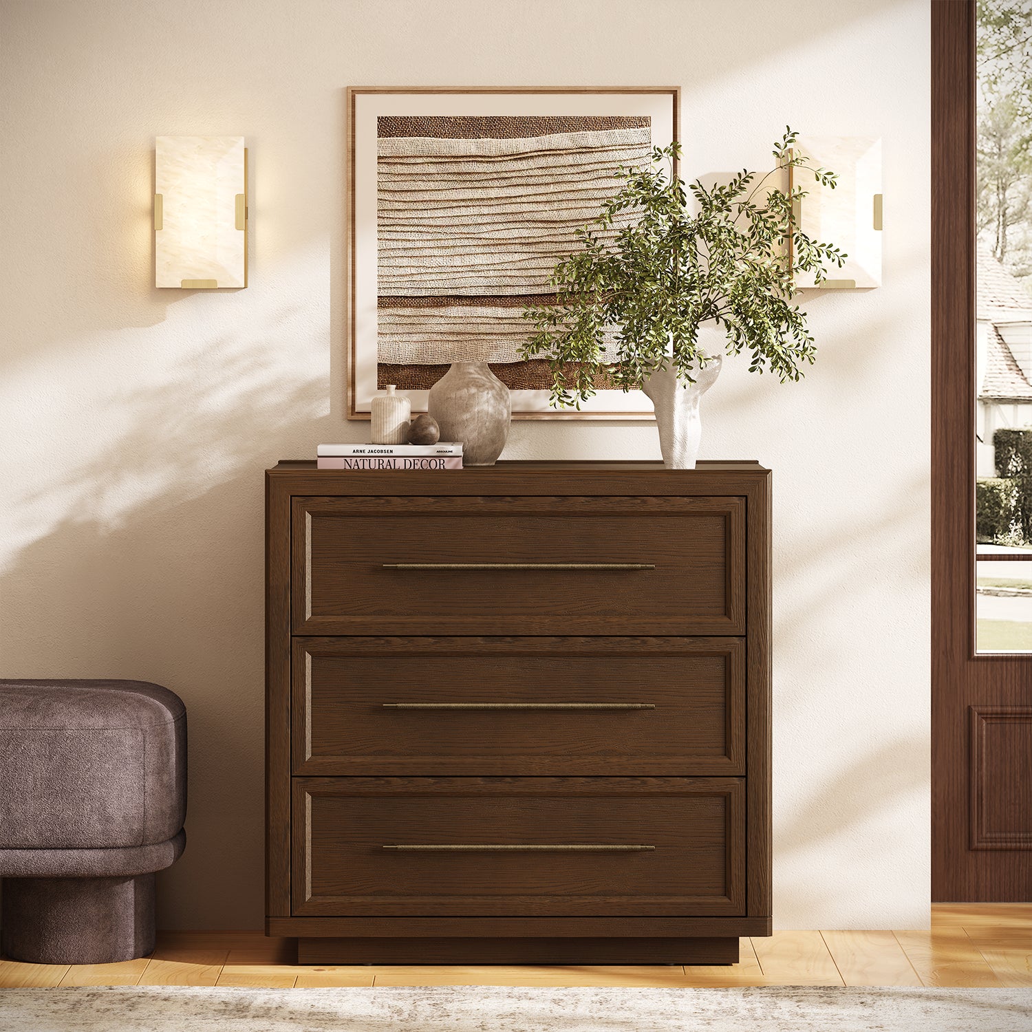 Alvar 32″ Oak 3-Drawer Chest