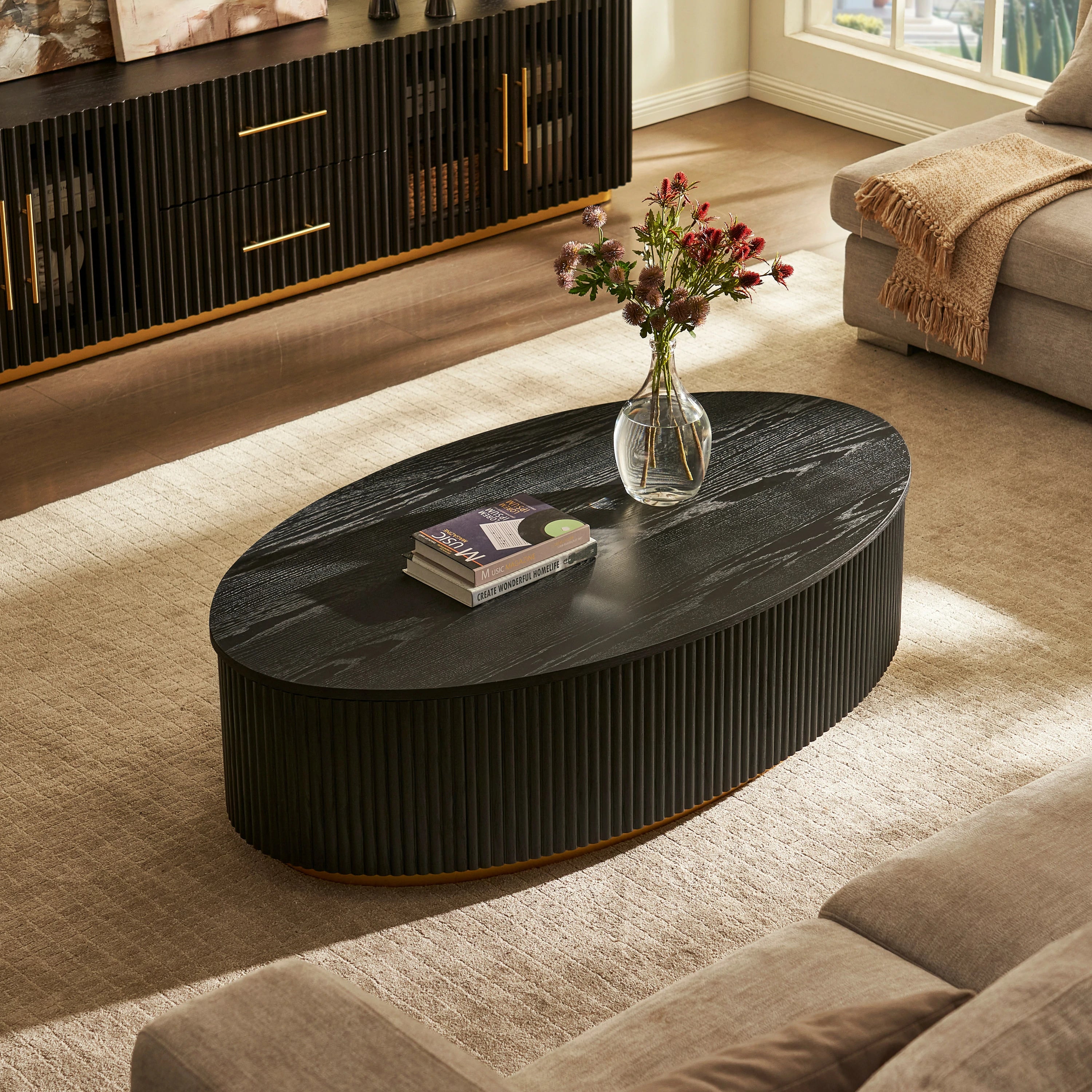 Holton Oak Media Console And Coffee Table Set
