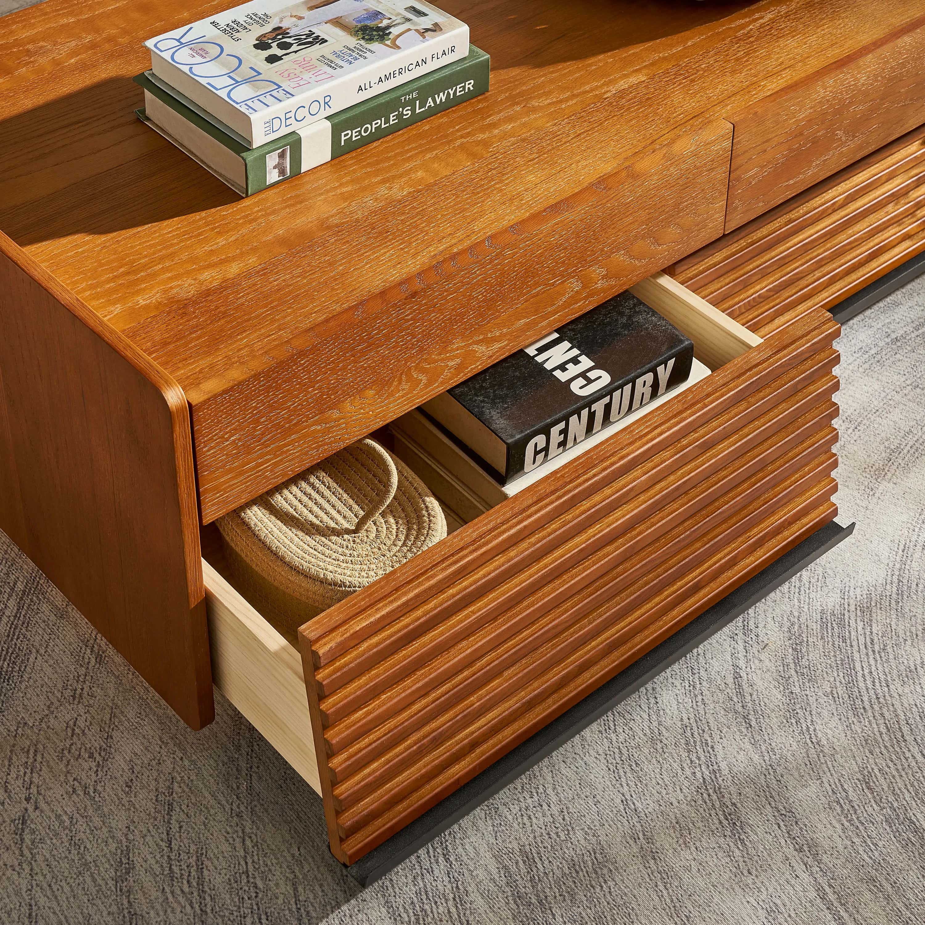 Devon Oak Media Console And Coffee Table Set